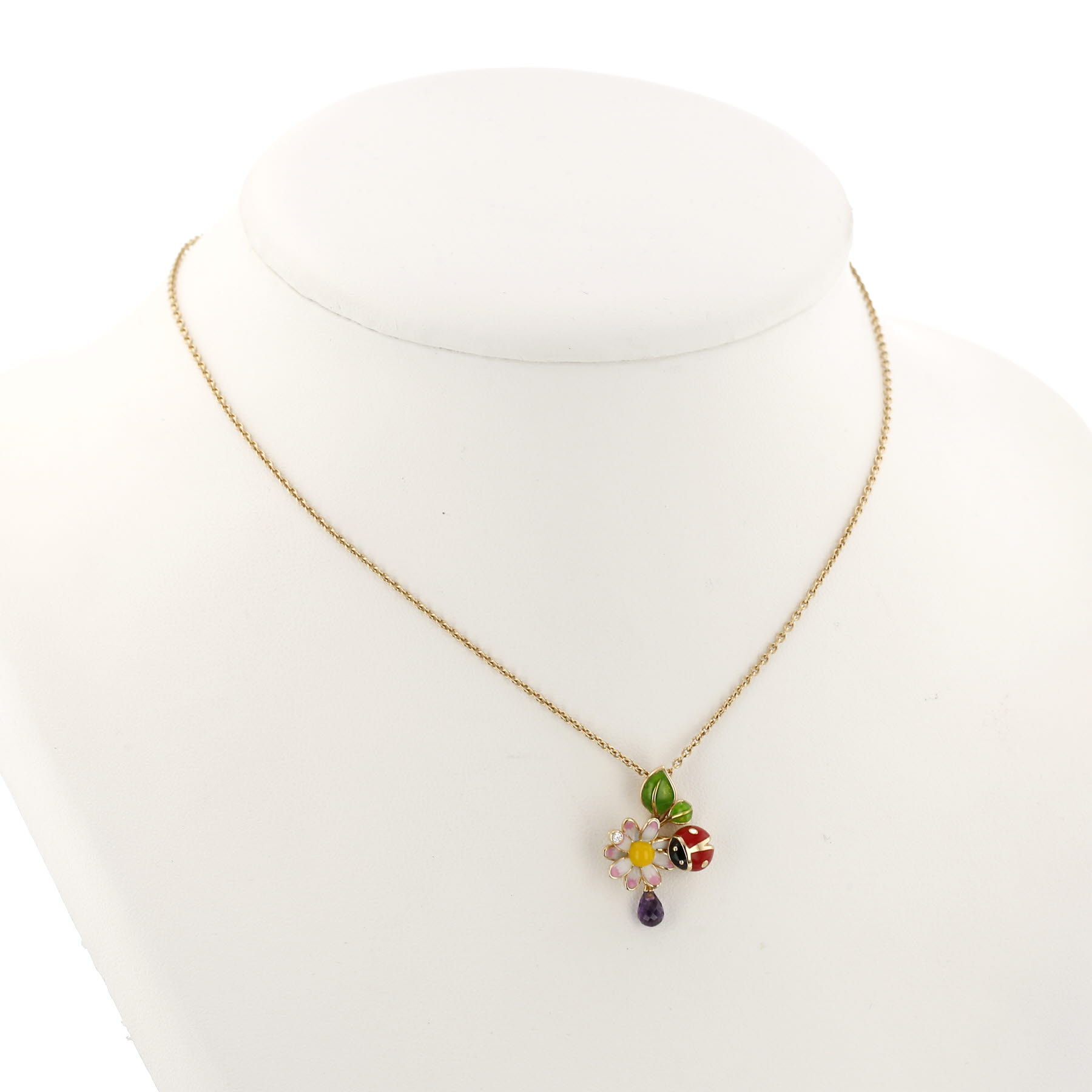 Collier Dior Diorette en or jaune, émail et améthyste