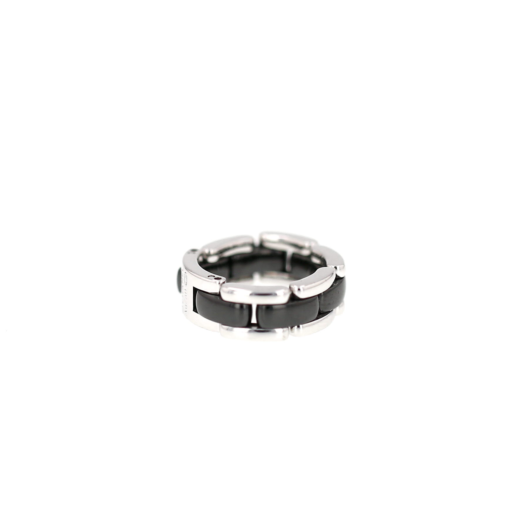 Bague souple Chanel Ultra moyen modèle en or blanc et céramique
