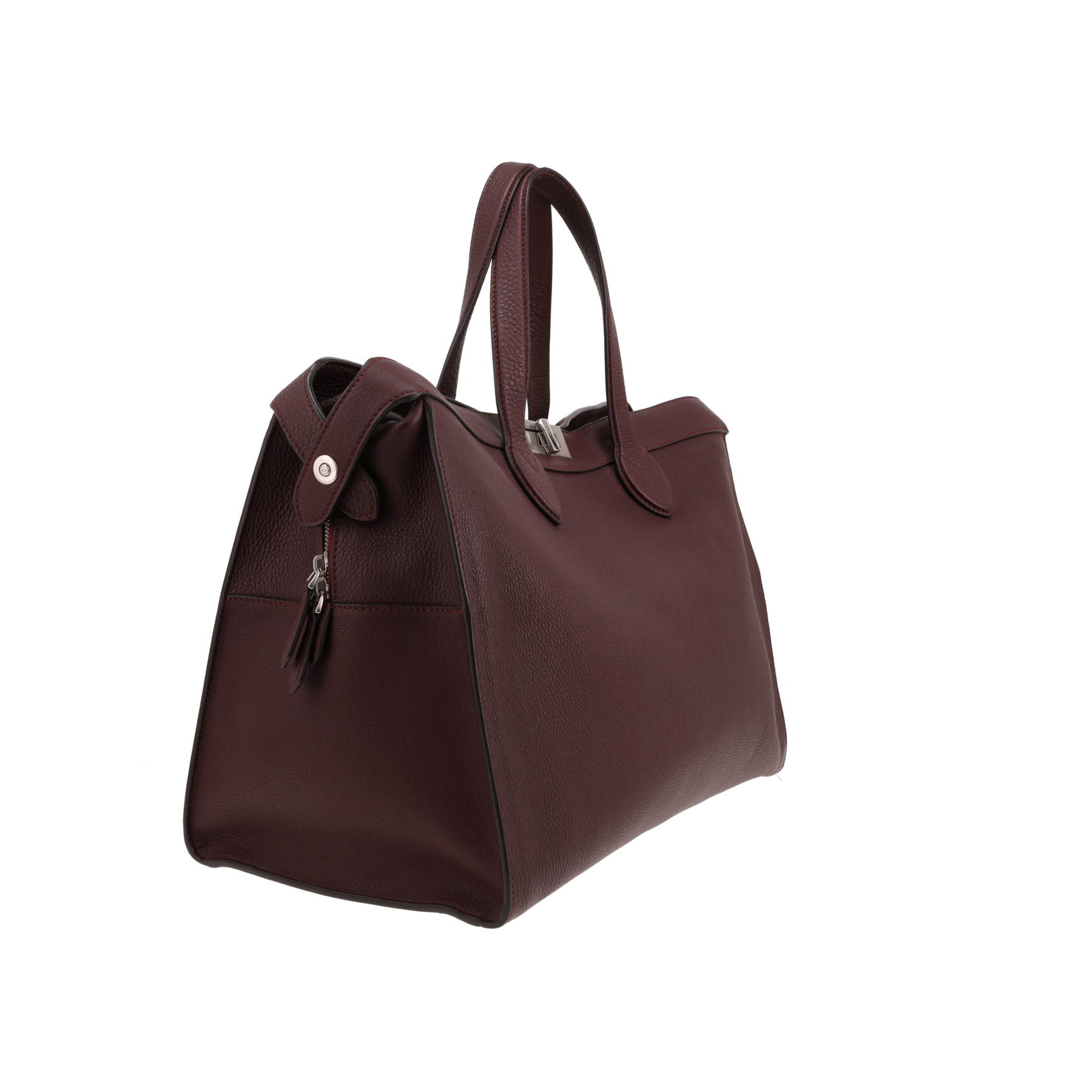Fendi Peekaboo large handbag in Bordeaux grained leather