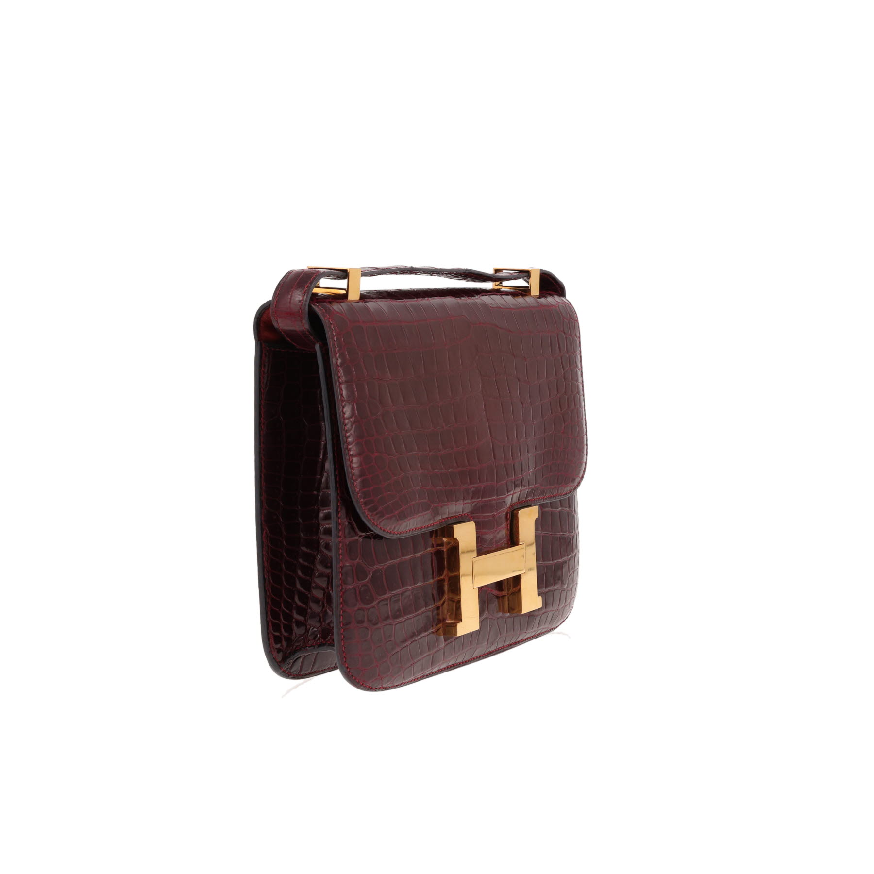 Borsa Hermès Constance da 24 cm in coccodrillo porosus Bordeaux
