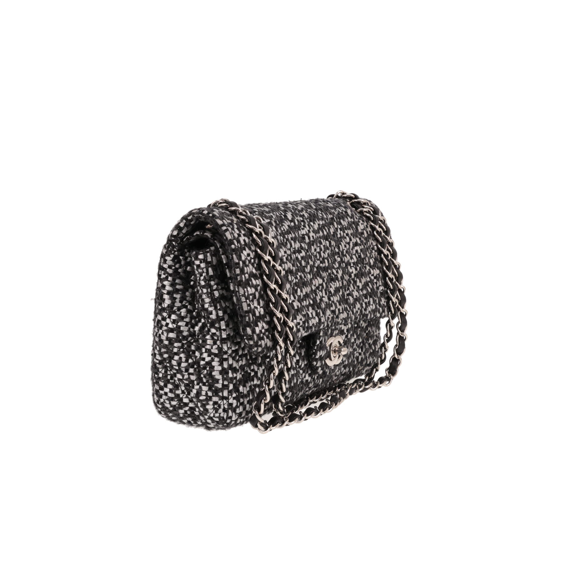 Chanel Timeless Classic handbag in Noir and white jersey