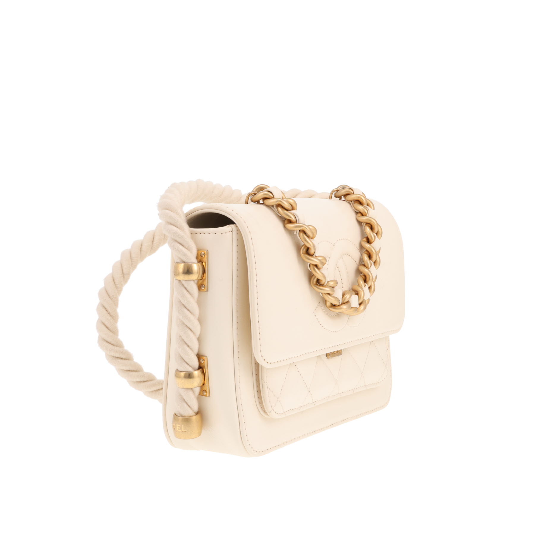 Sac à main Chanel  Sac à rabat en cuir crème