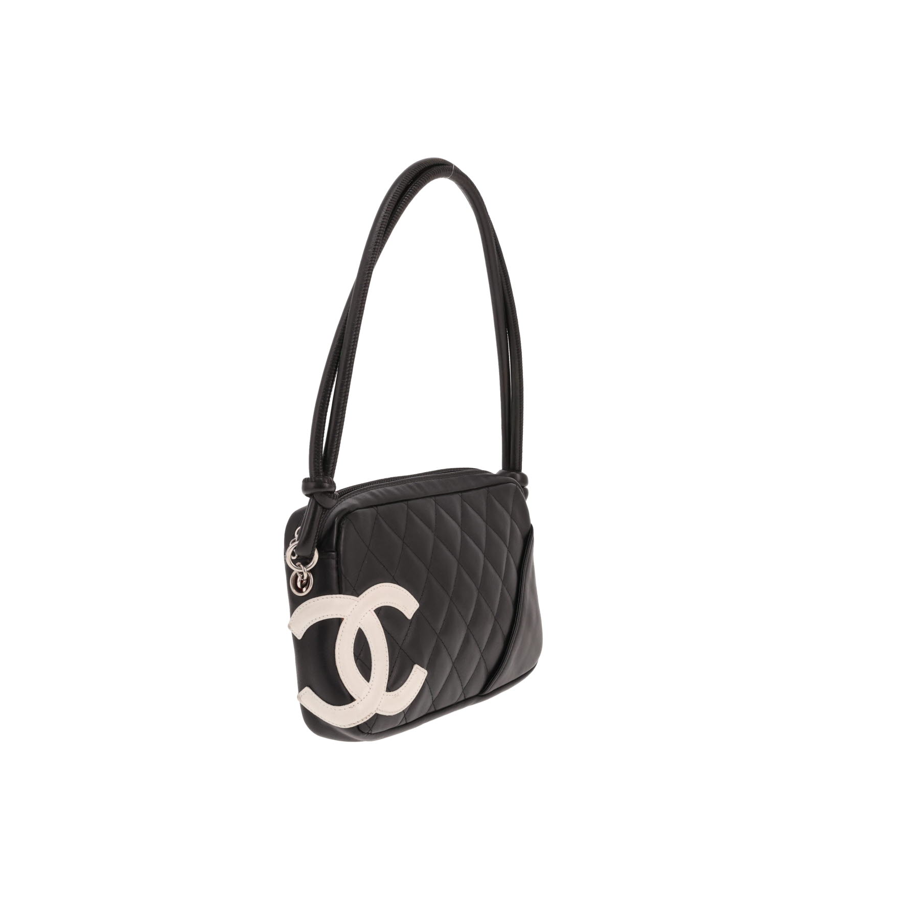 Chanel Cambon shoulder or handbag in Noir and white quilted leather