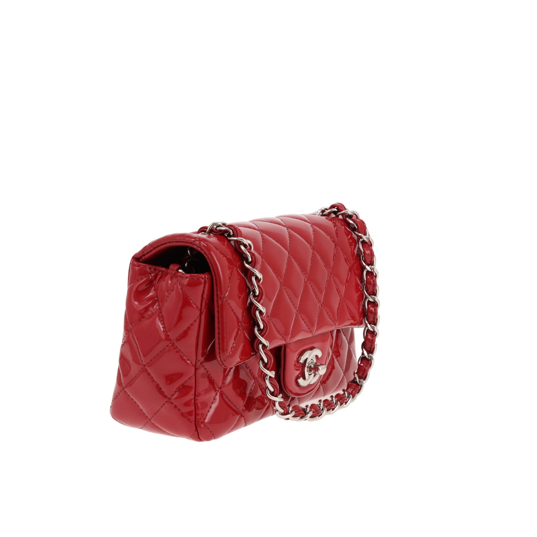 Chanel Mini Timeless shoulder bag in red quilted patent leather