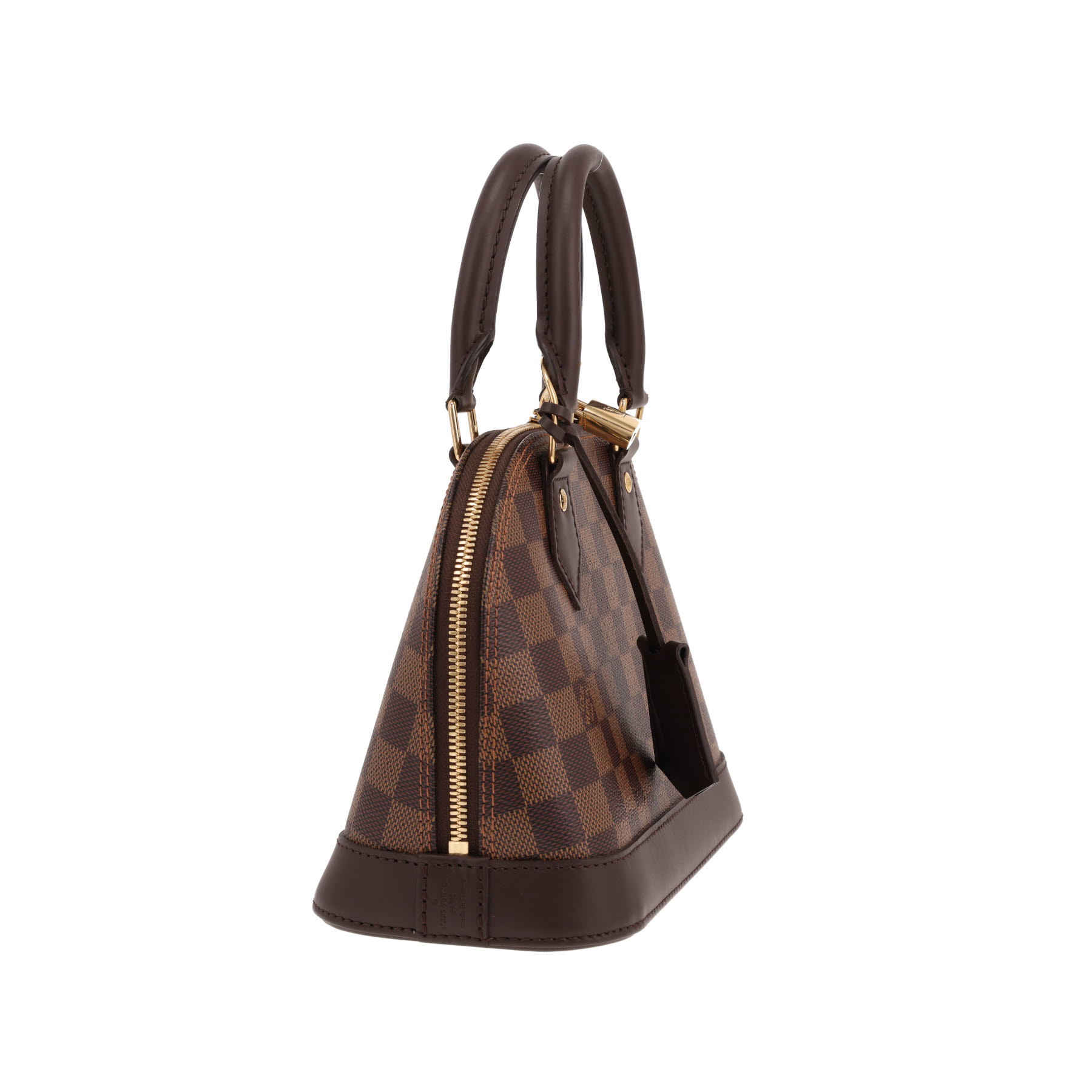 Sac bandoulière Louis Vuitton  Alma BB en toile damier enduite ébène et cuir marron