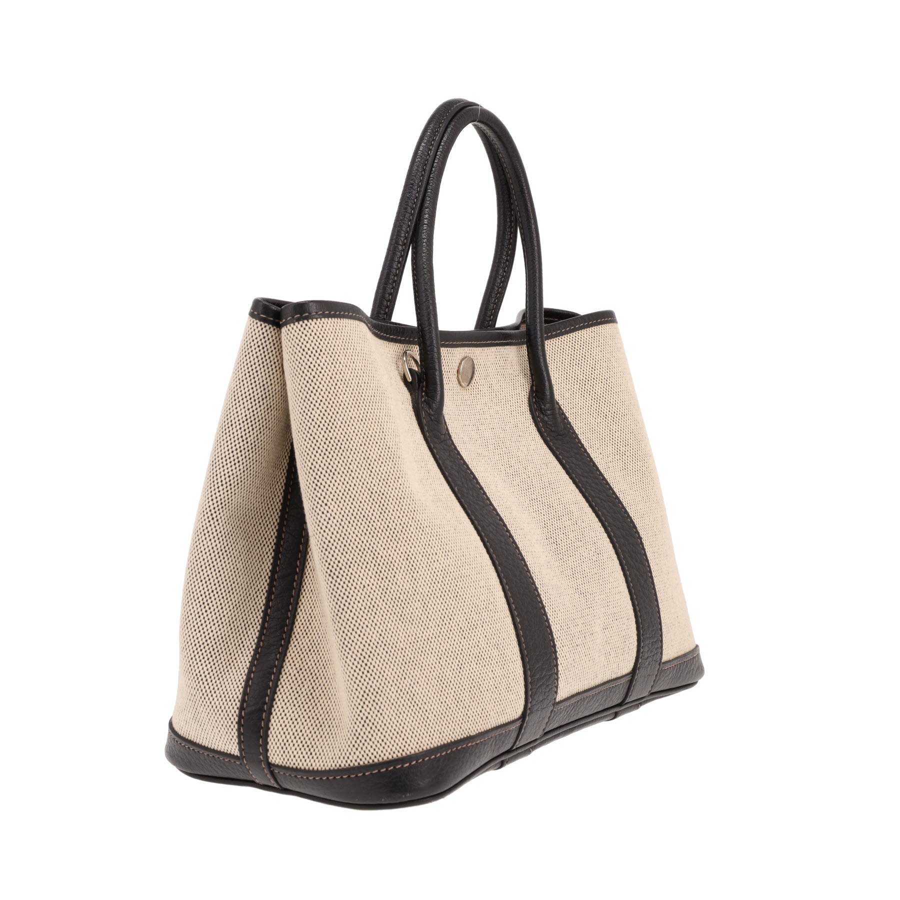 Sac cabas Hermès  Garden Party 30 cm en toile écrue et cuir noir