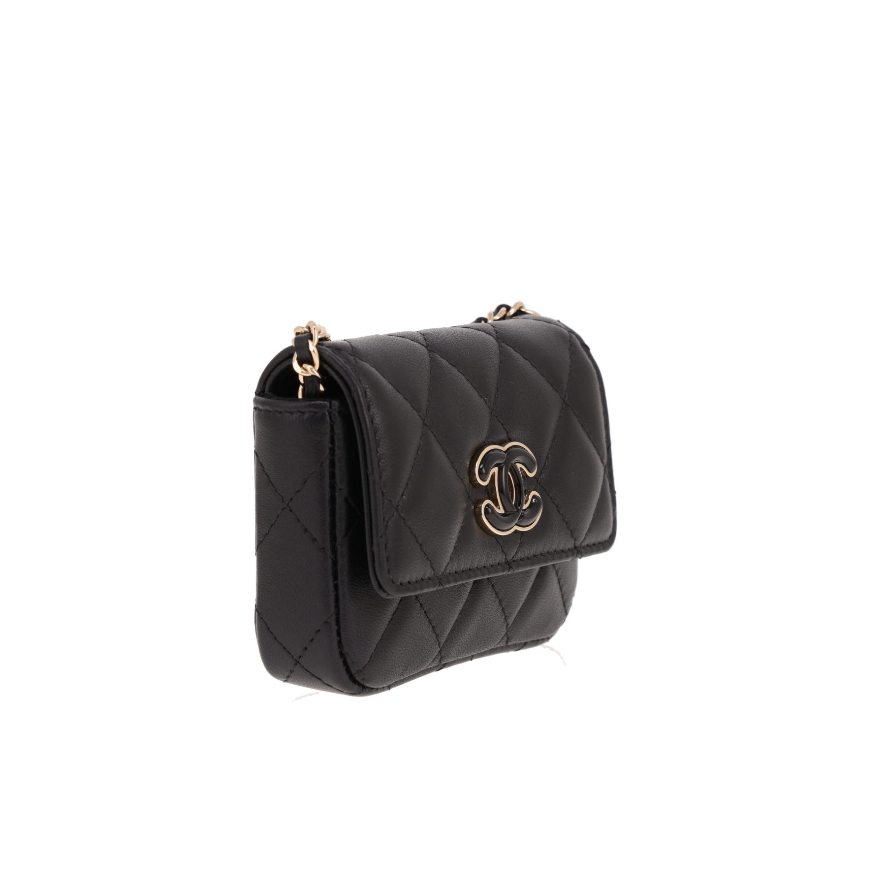 Sac bandoulière Chanel   mini  en cuir matelassé noir
