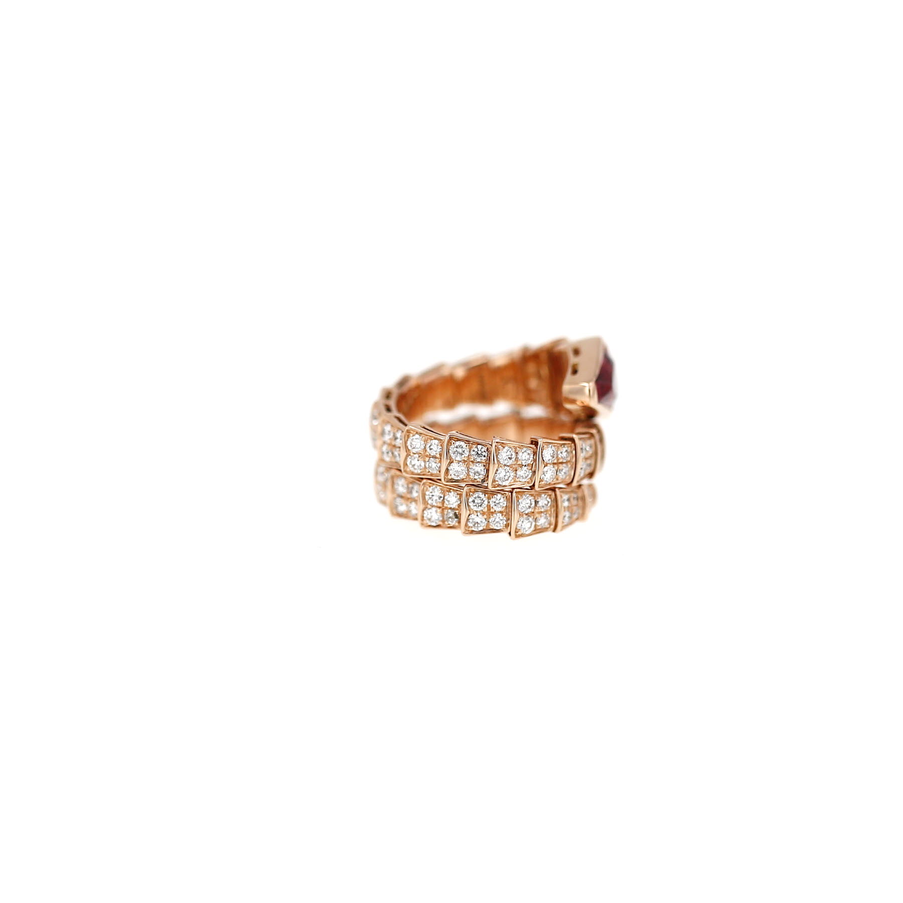Anillo Bulgari Serpenti Viper de oro rosa, turmalina y diamantes
