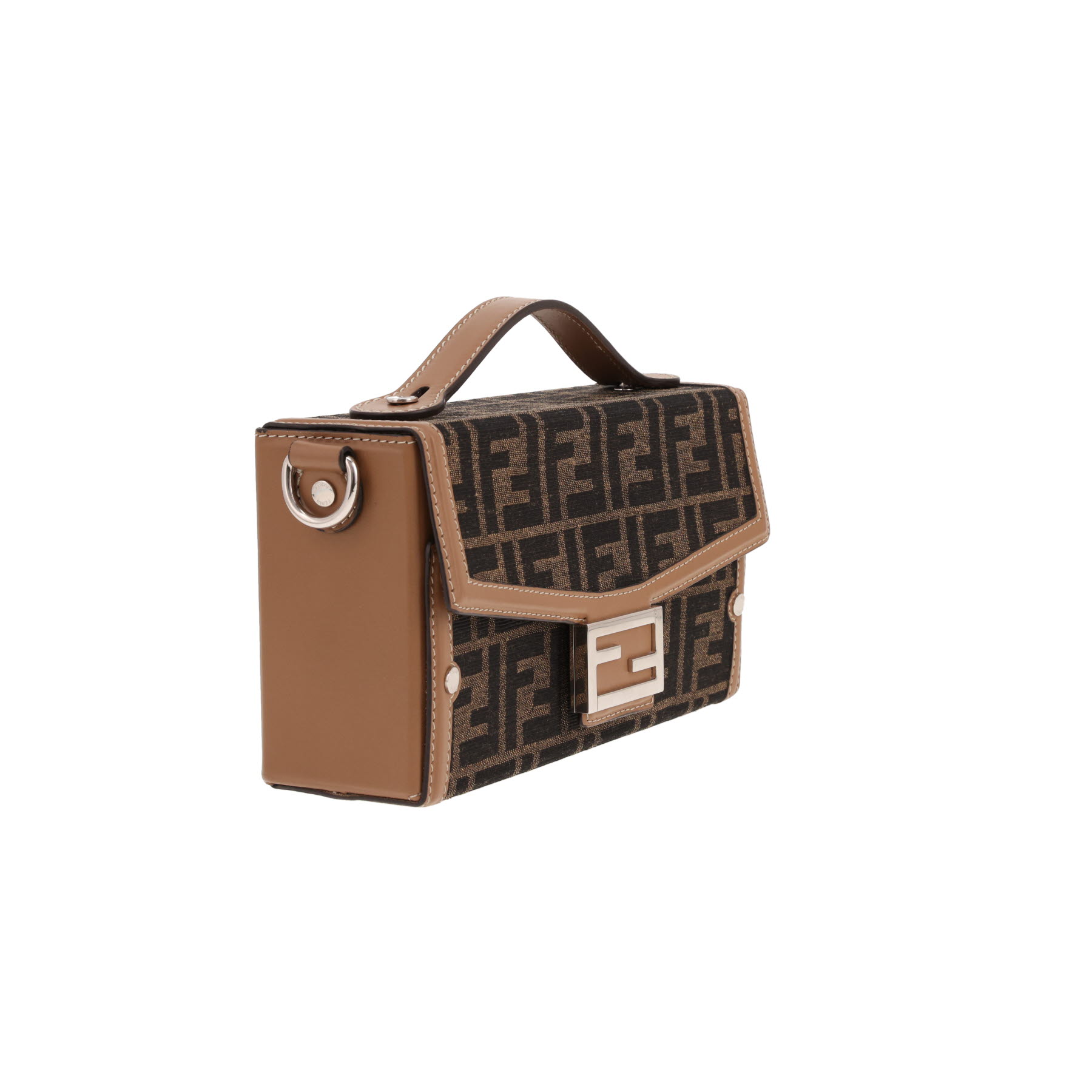 Fendi Baguette shoulder bag in brown logo-printed canvas and brown leather