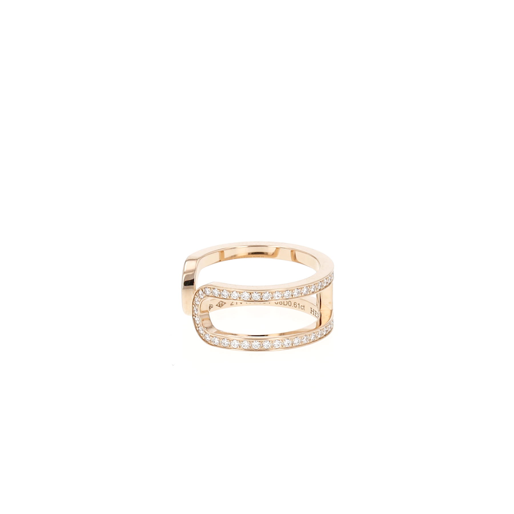 Hermès Ever Anchor Chain ring in rose gold and diamonds