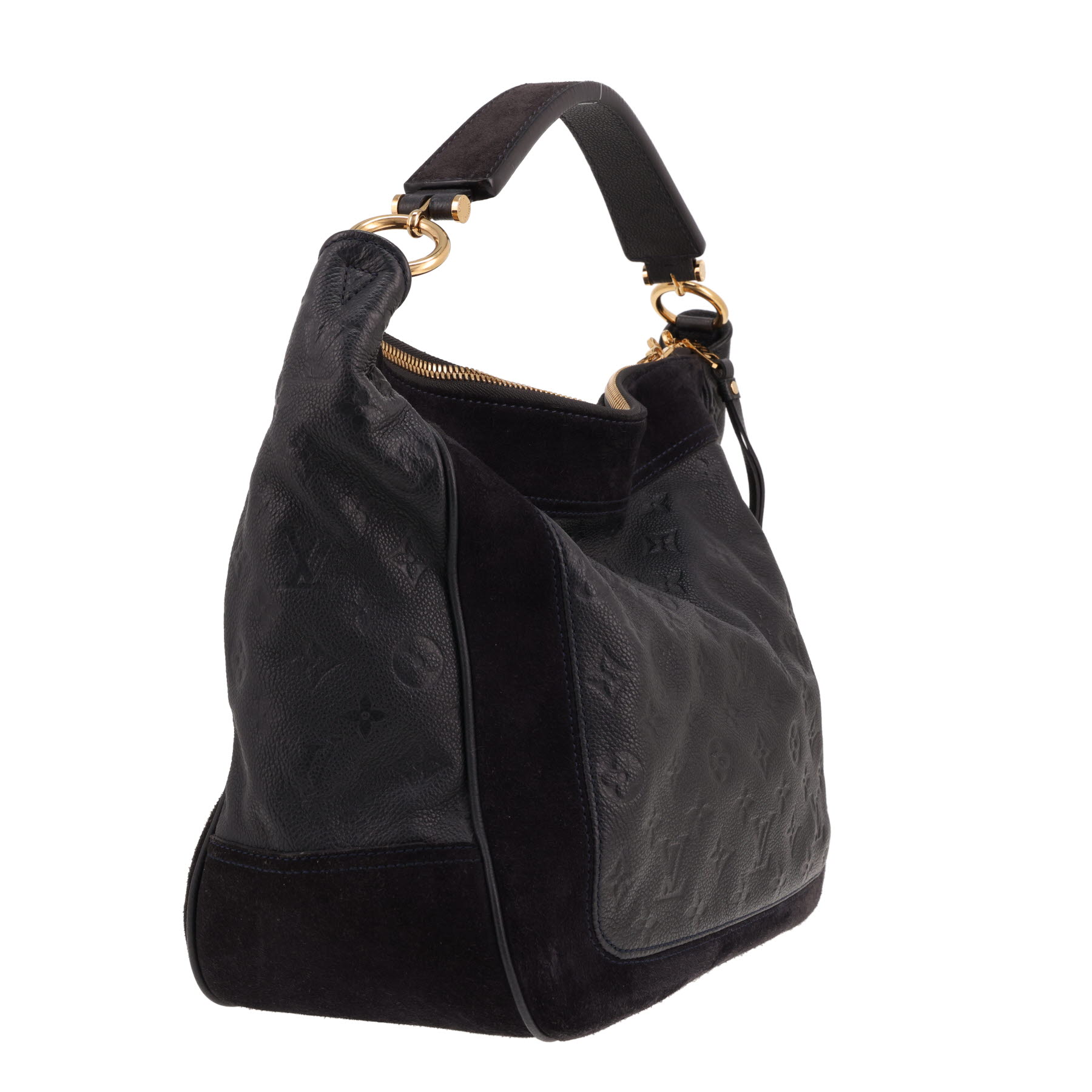 Bolso Louis Vuitton «Audacieuse» de piel con el monograma estampado en Bleu Marine y ante de becerro azul Marine