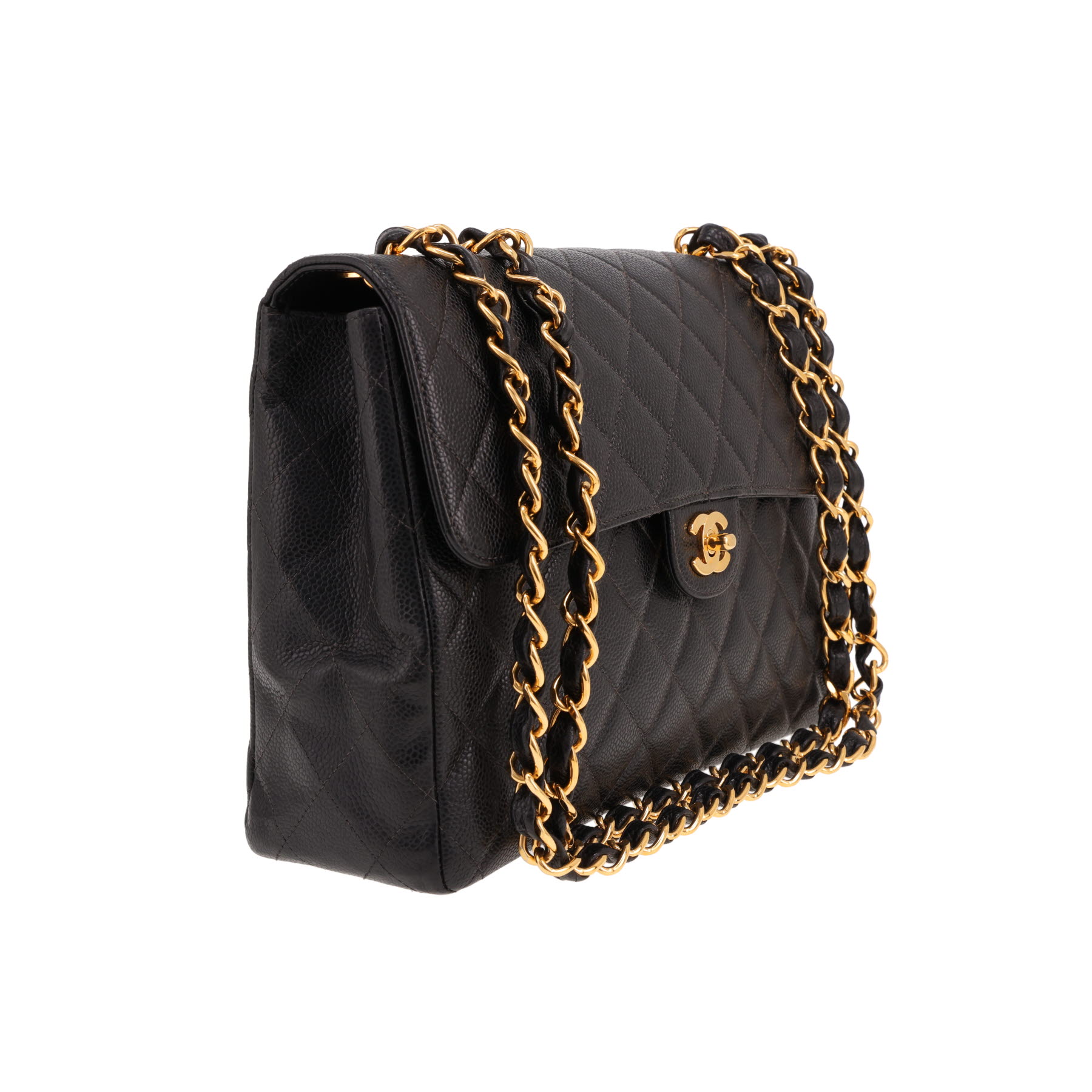 Borsa Chanel Timeless Jumbo in pelle martellata nera