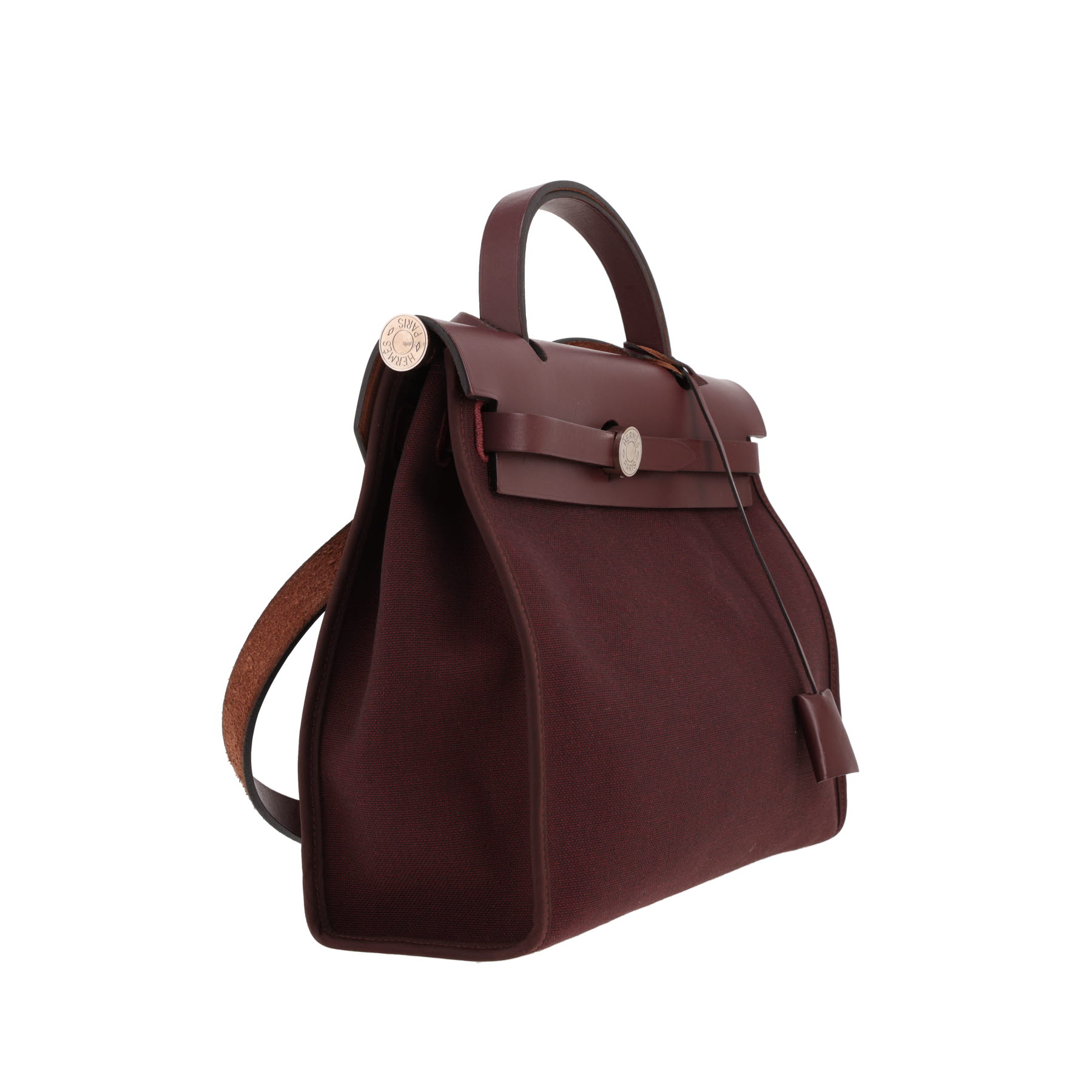 Borsa Hermès Herbag in tela Bordeaux e pelle Bordeaux