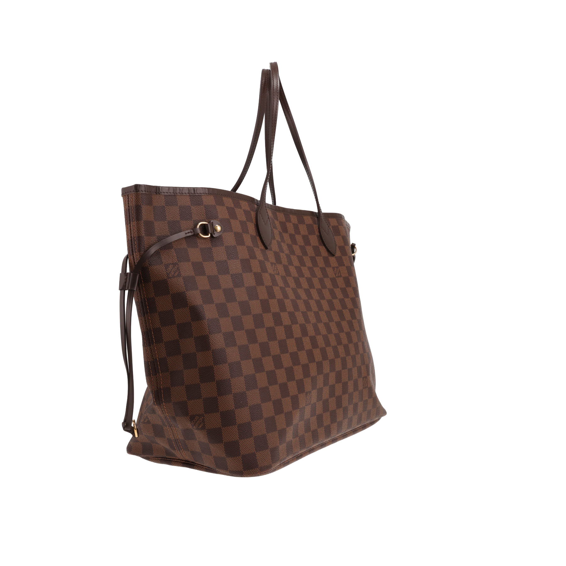 Louis Vuitton Neverfull tote bag in Ebène Damier canvas and brown leather