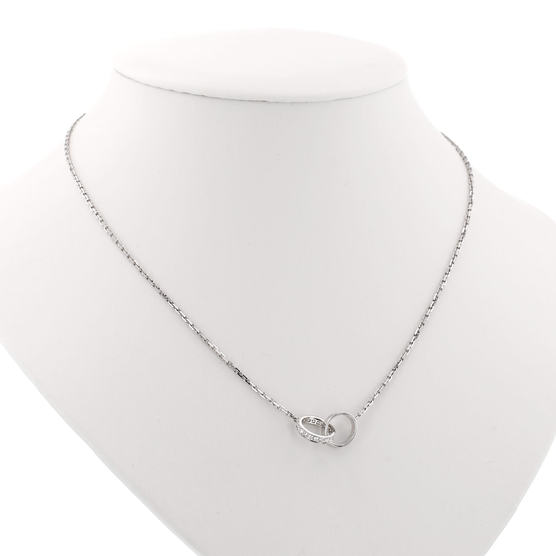 Collier Cartier Love semi-pavé en or blanc et diamants