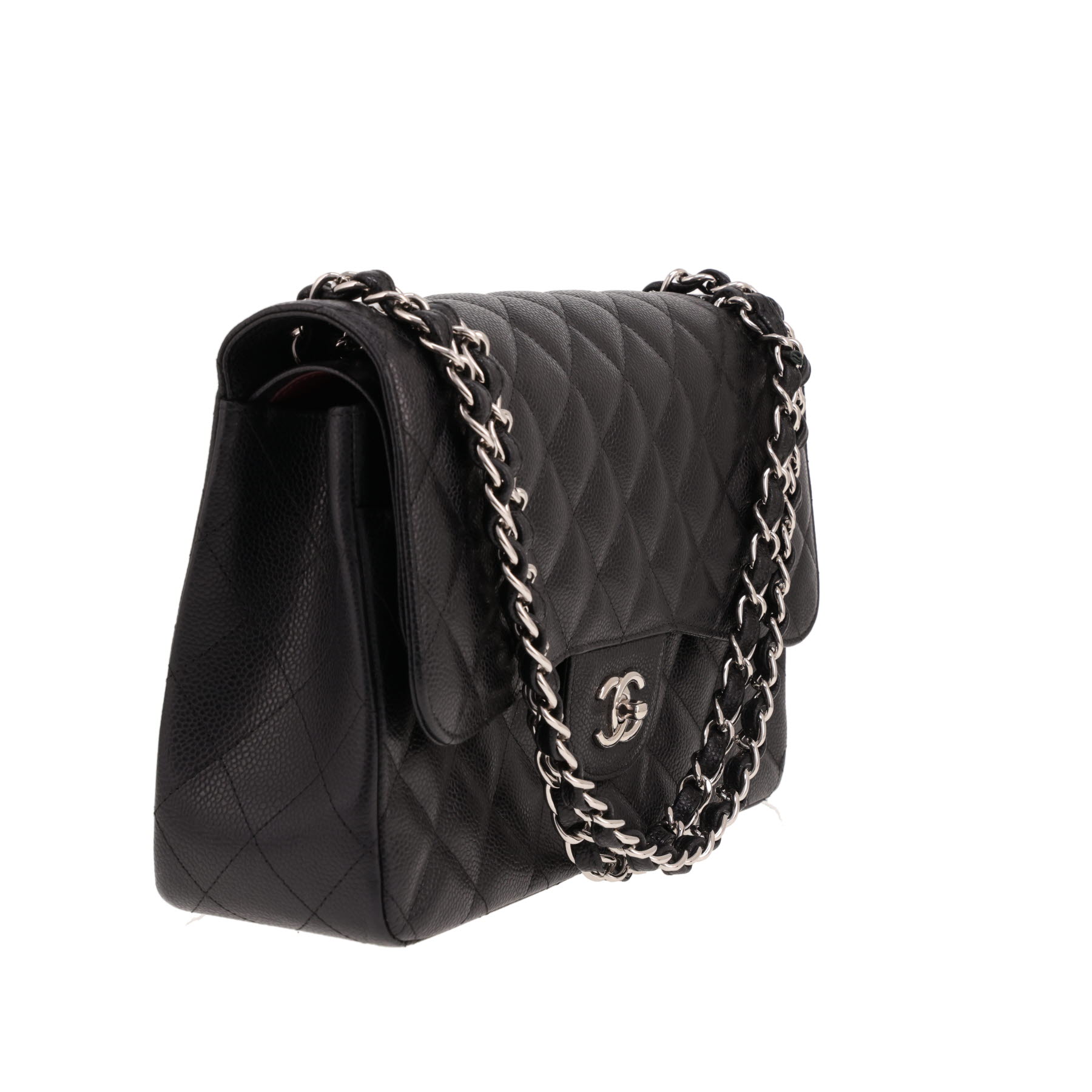 Borsa a tracolla Chanel Timeless Jumbo in pelle martellata nera