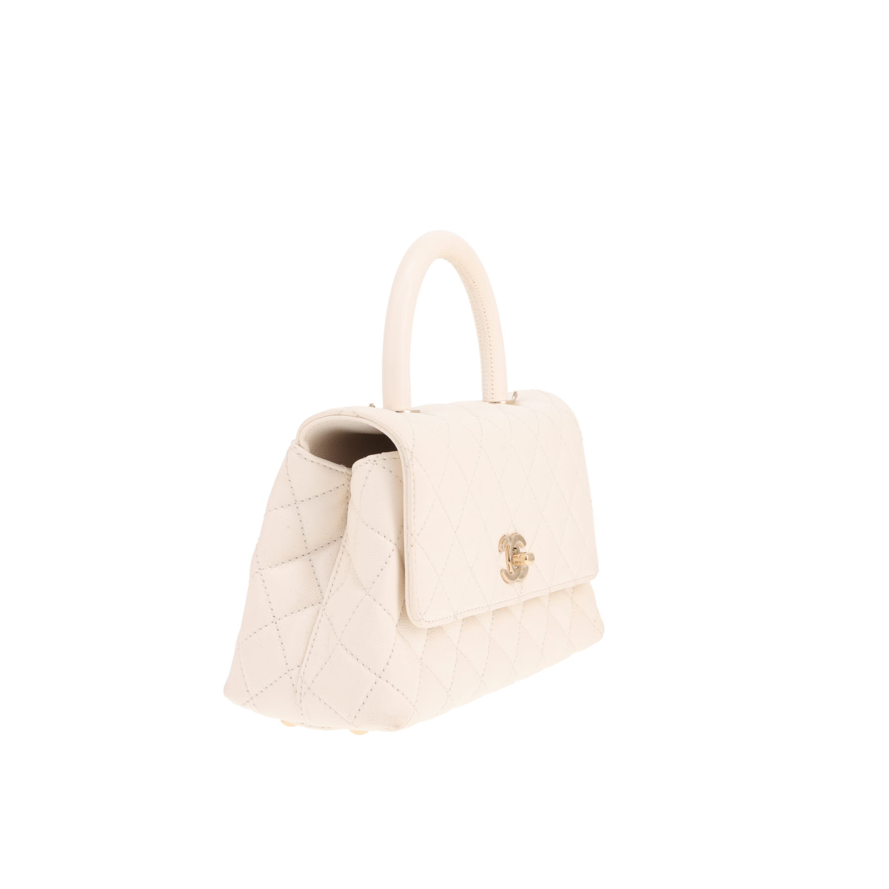 Chanel Coco Handle shoulder bag in white quilted grained leather