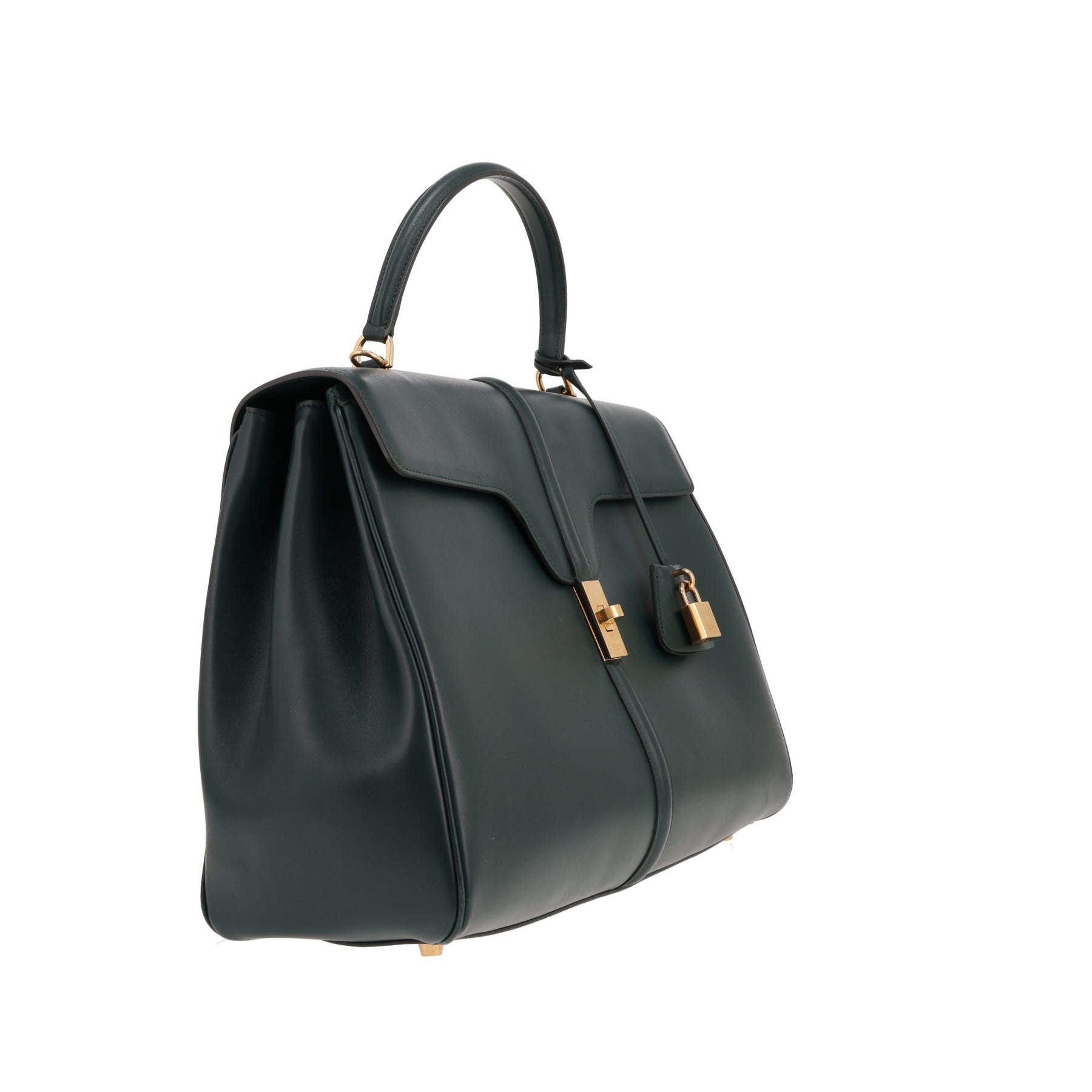 Celine 16 handbag in green leather