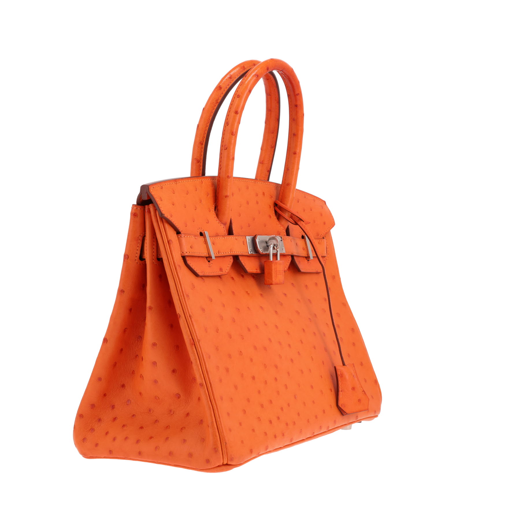Hermès Birkin 30 cm handbag in Tangerine ostrich leather