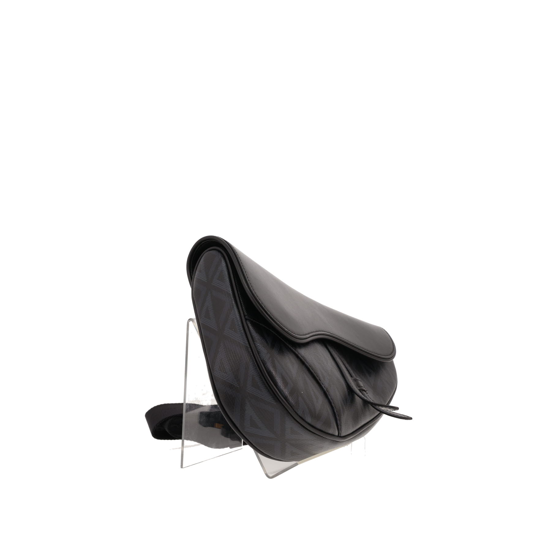 Dior Saddle shoulder bag in grey and black canvas and black leather