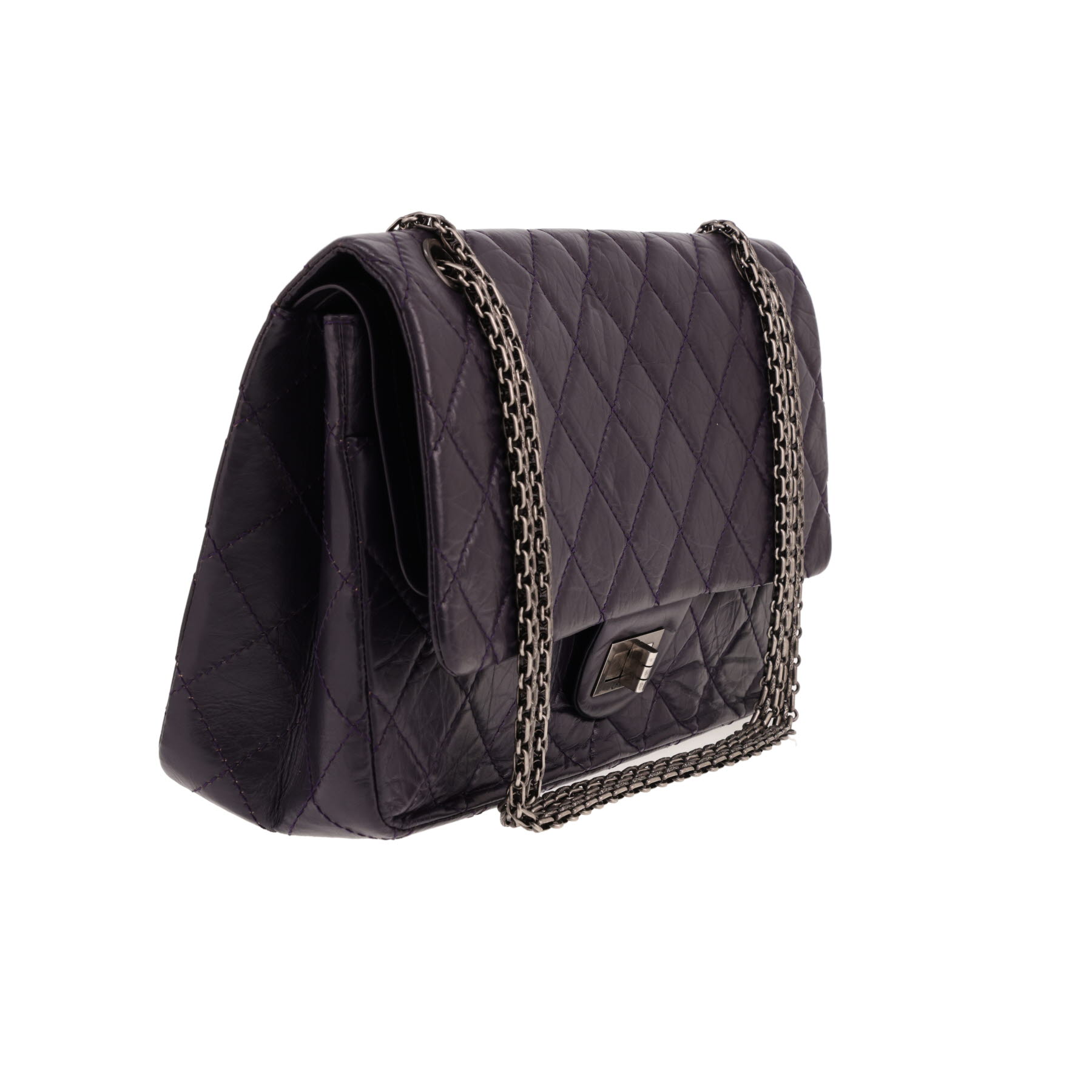 Borsa a tracolla Chanel 2.55 in pelle trapuntata viola