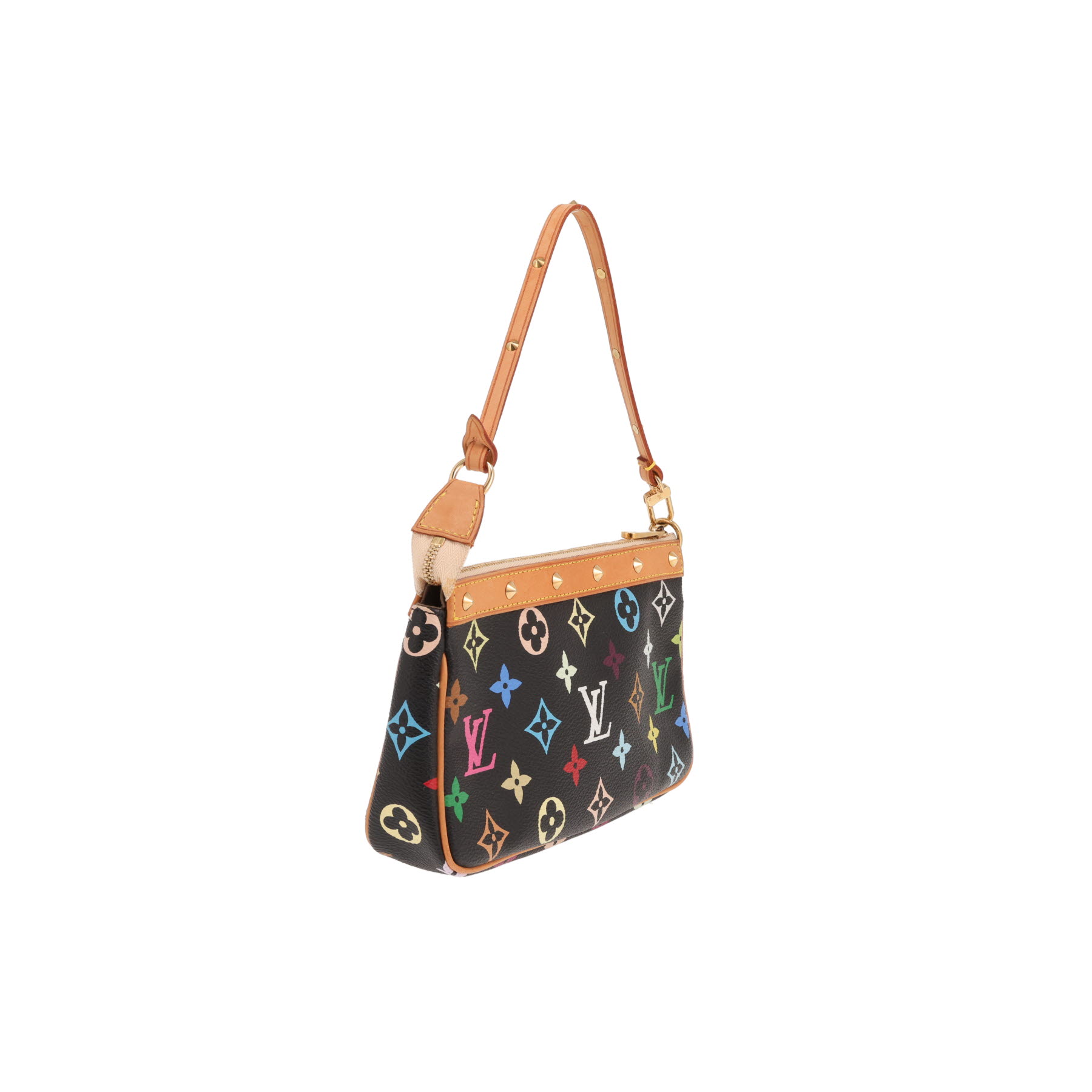 Louis Vuitton x Takashi Murakami Clutch  Accessory clutch in multicoloured Noir Monogram canvas and natural leather