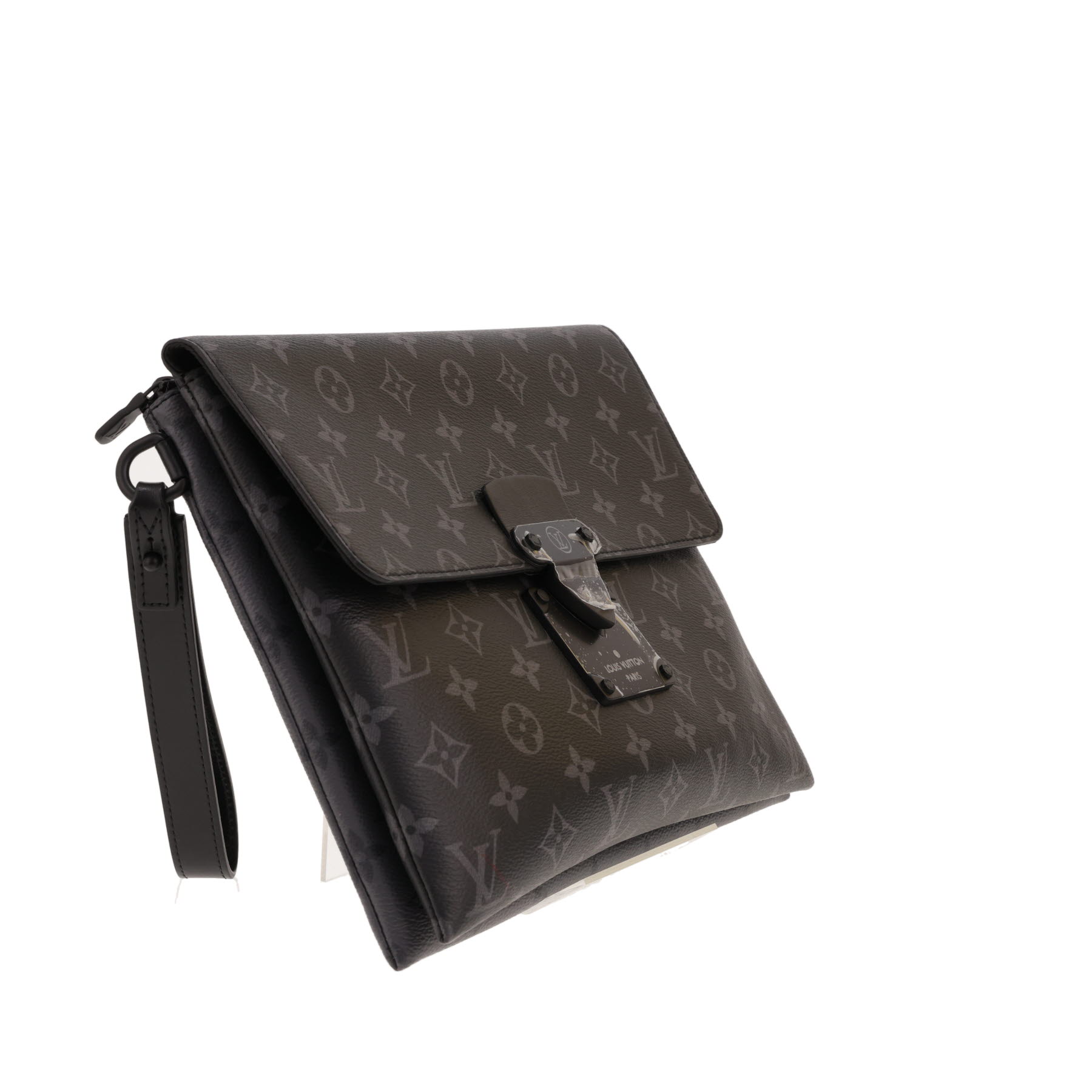 Louis Vuitton S Lock clutch bag in Noir and grey Monogram canvas