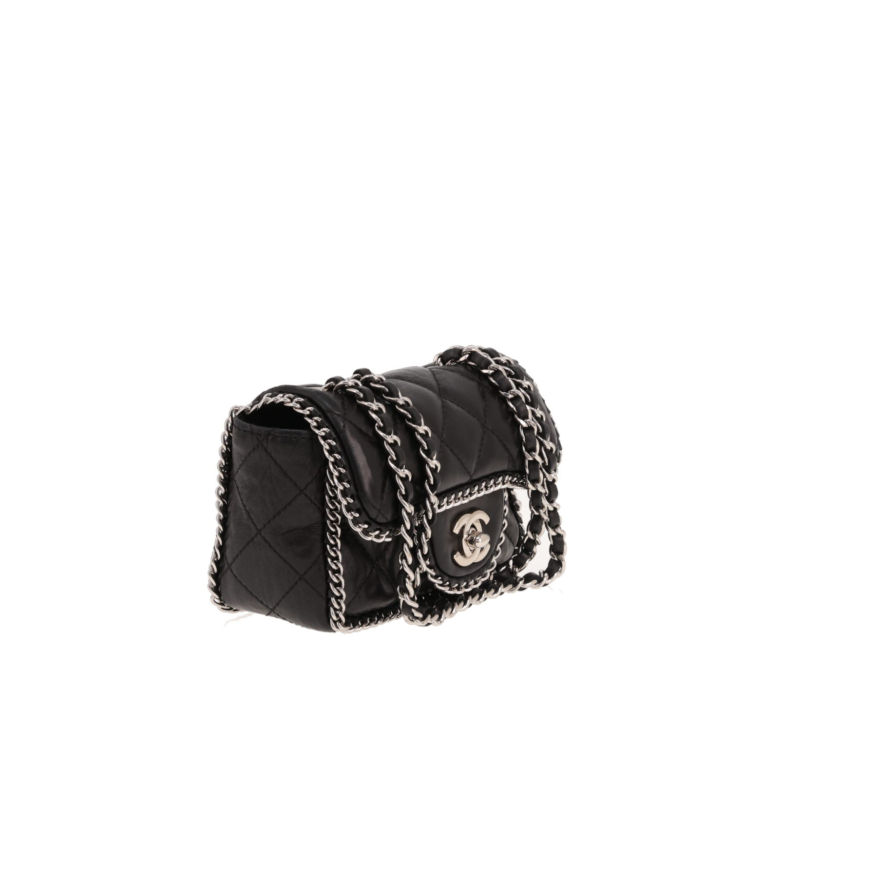 Chanel shoulder bag  Mini flap bag  in black quilted leather