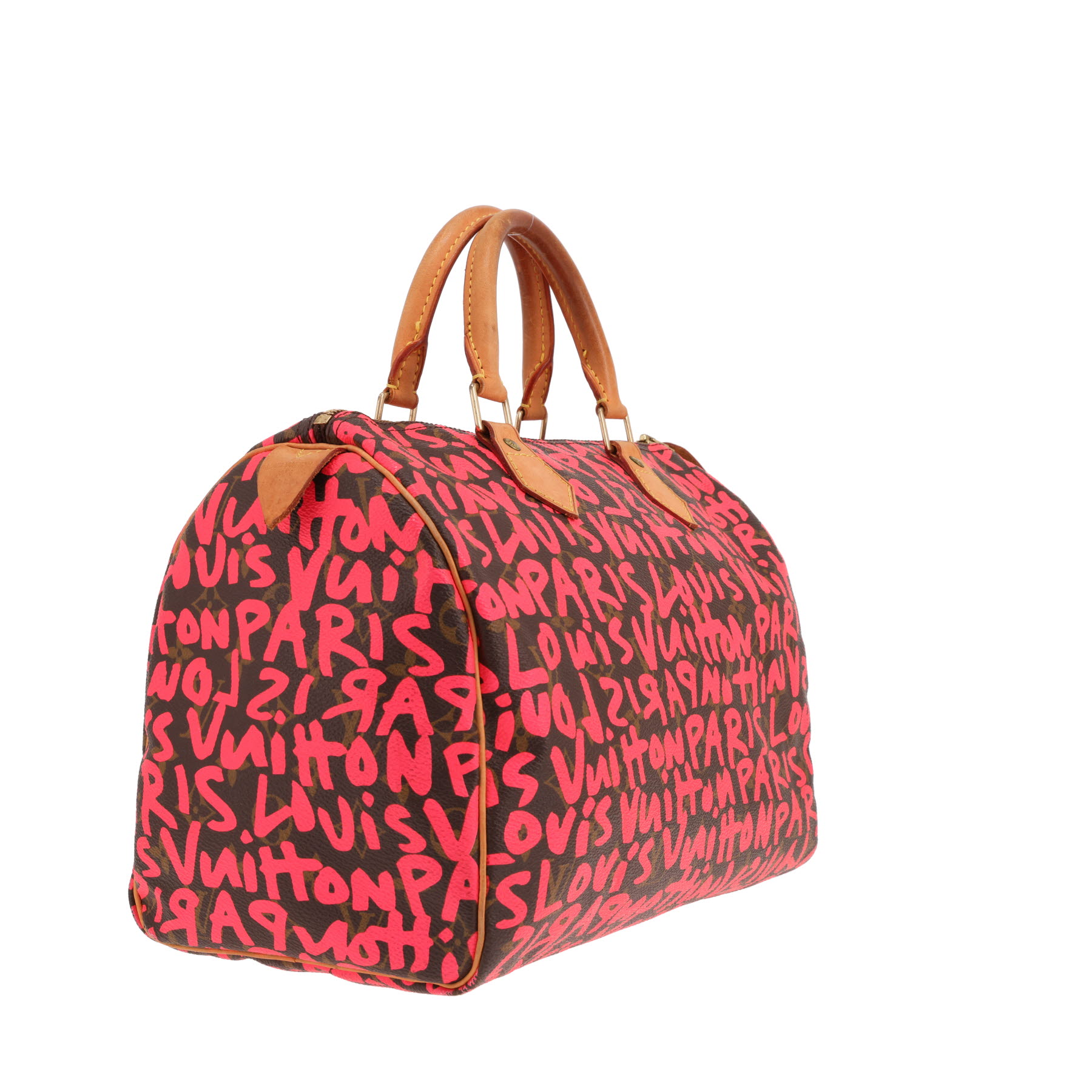 Louis Vuitton x Stephen Sprouse Speedy 30 Graffiti Limited Edition handbag in brown and red Monogram canvas and natural leather