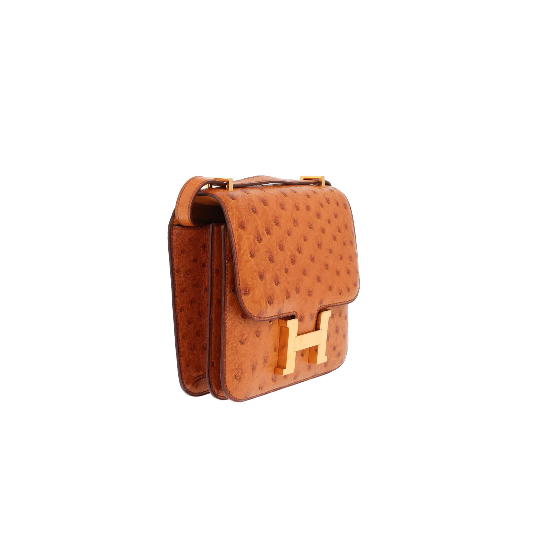 Hermès Constance handbag, 18 cm, in gold ostrich leather