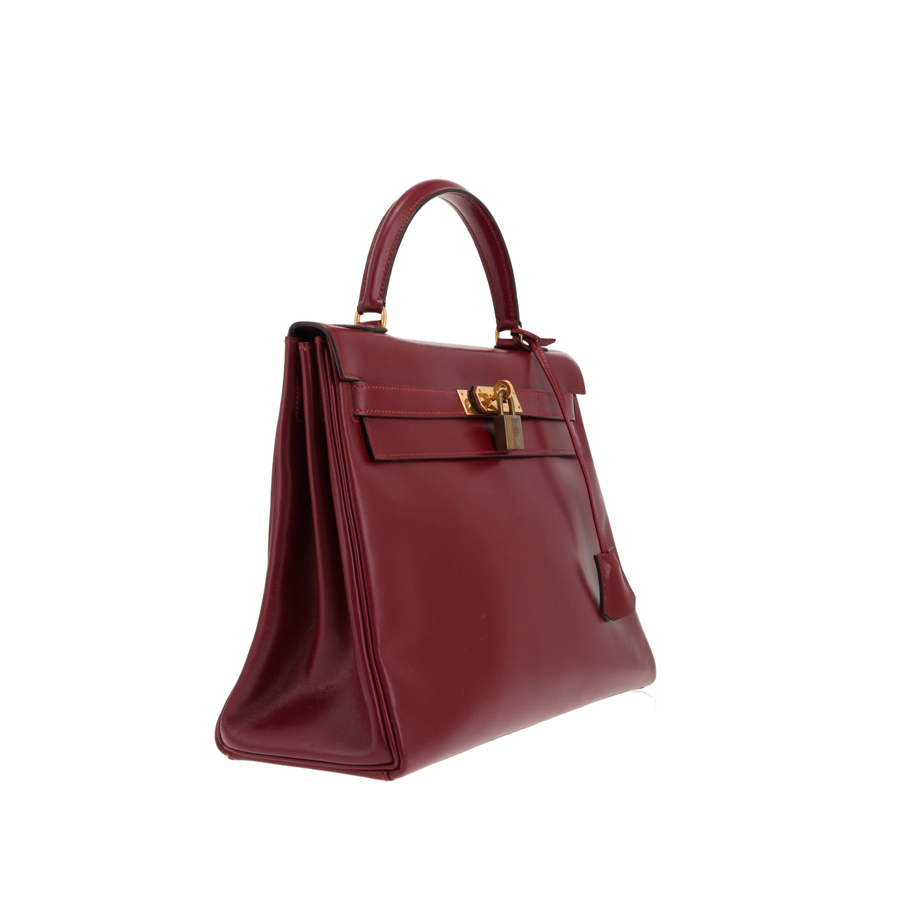 Hermès Kelly 32 cm handbag in Bordeaux box leather