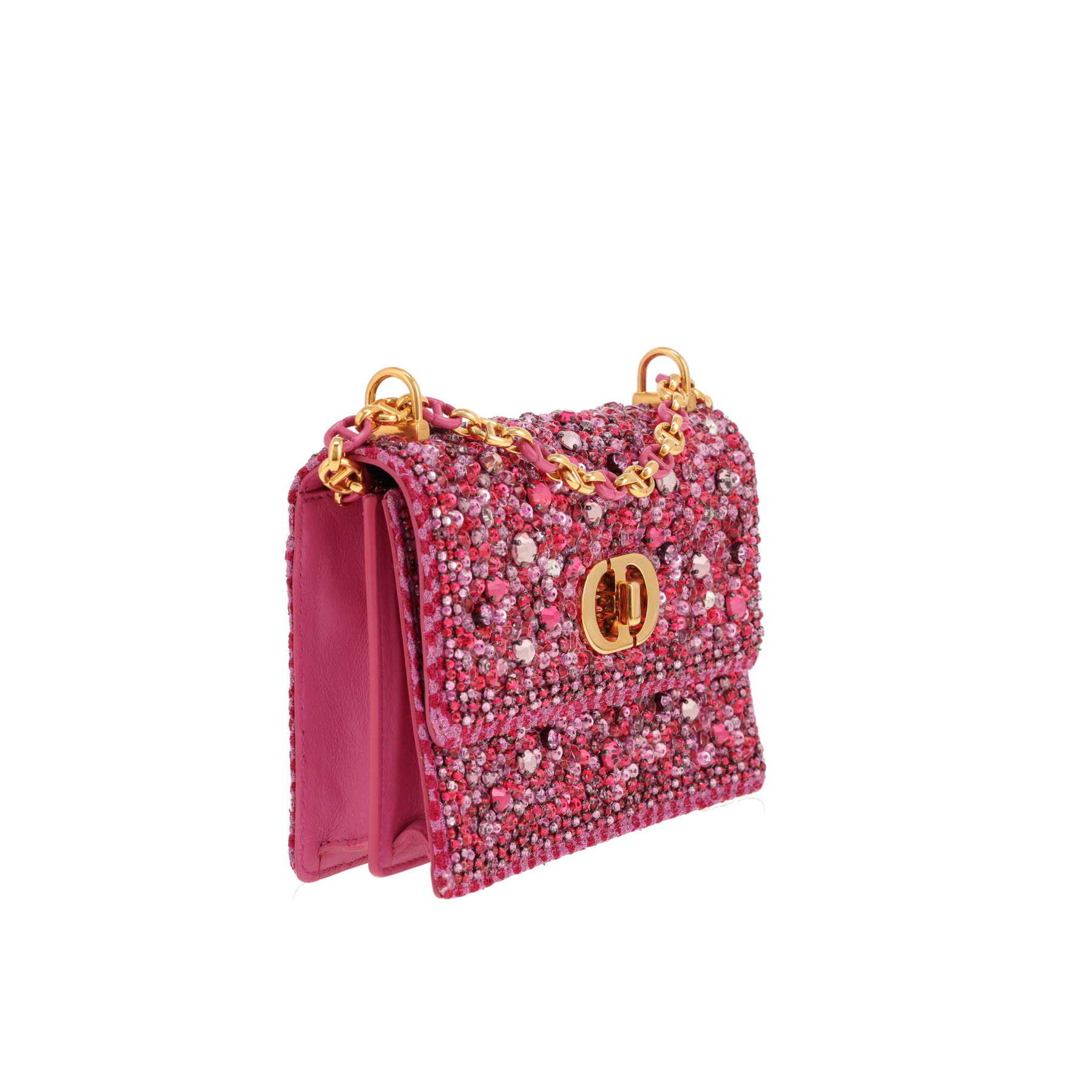 Dior Caro Mini shoulder bag in pink leather and pink pearl