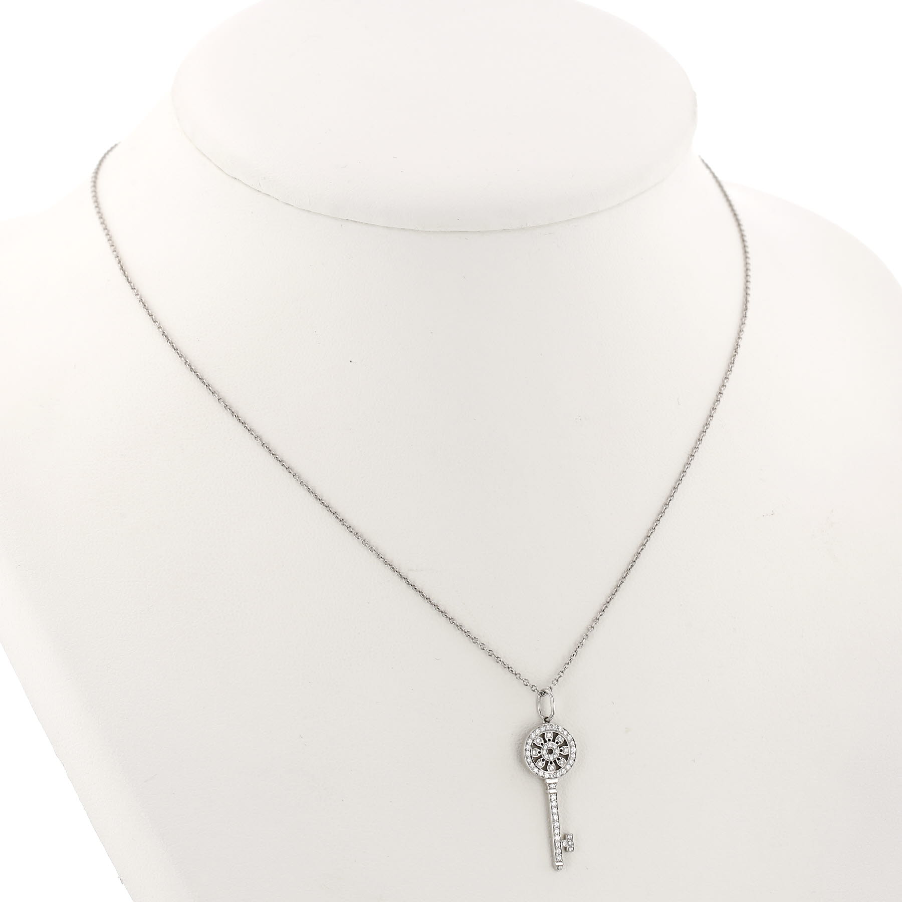 Tiffany & Co Platinum and Diamond Key Necklace