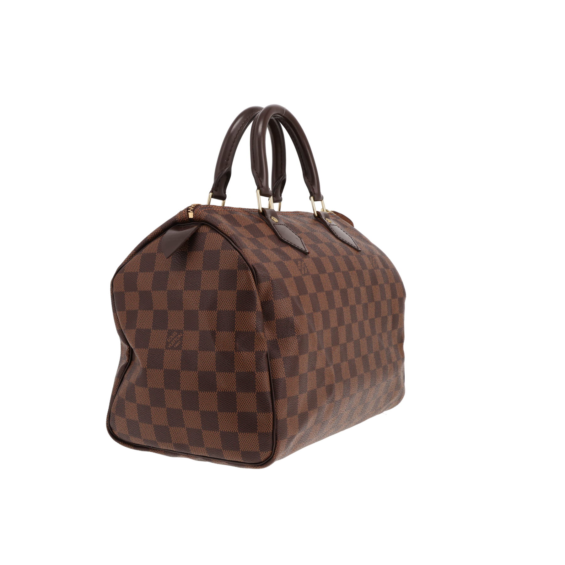Louis Vuitton Speedy 30 handbag in Ebène Damier canvas and brown leather