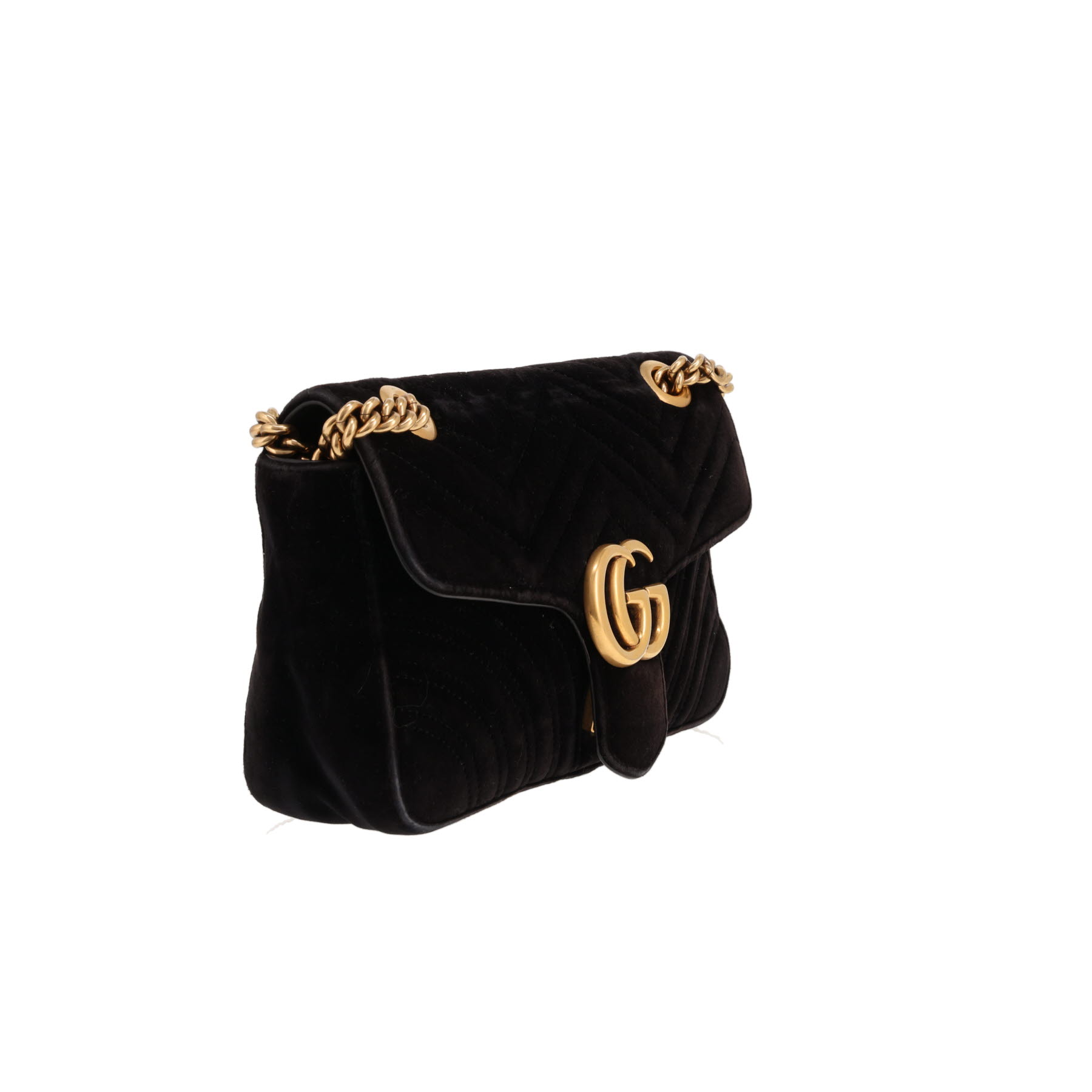 Gucci GG Marmont shoulder bag in black quilted velvet