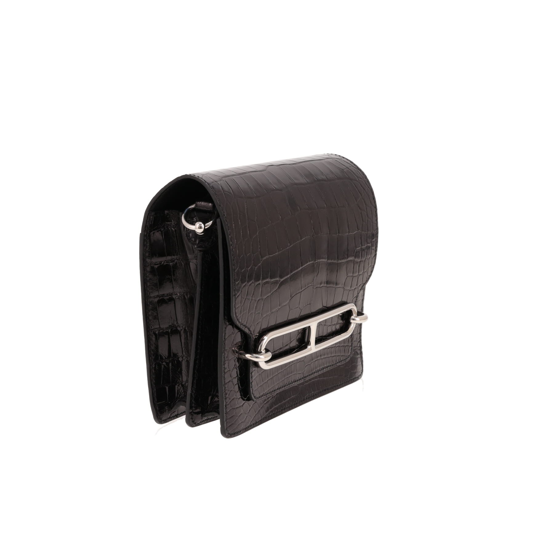 Hermès Roulis shoulder bag in black alligator leather
