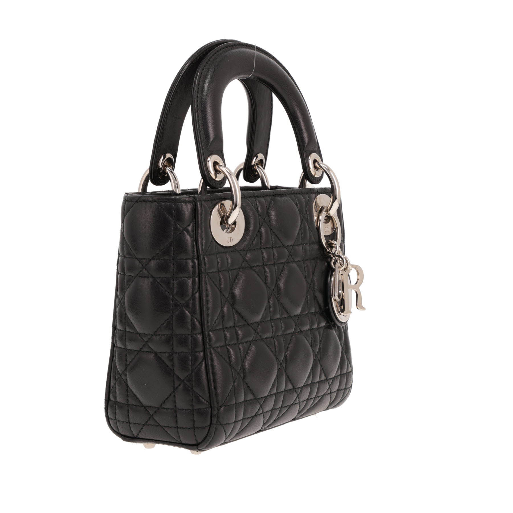 Sac bandoulière Dior  Lady Dior mini  en cuir cannage noir