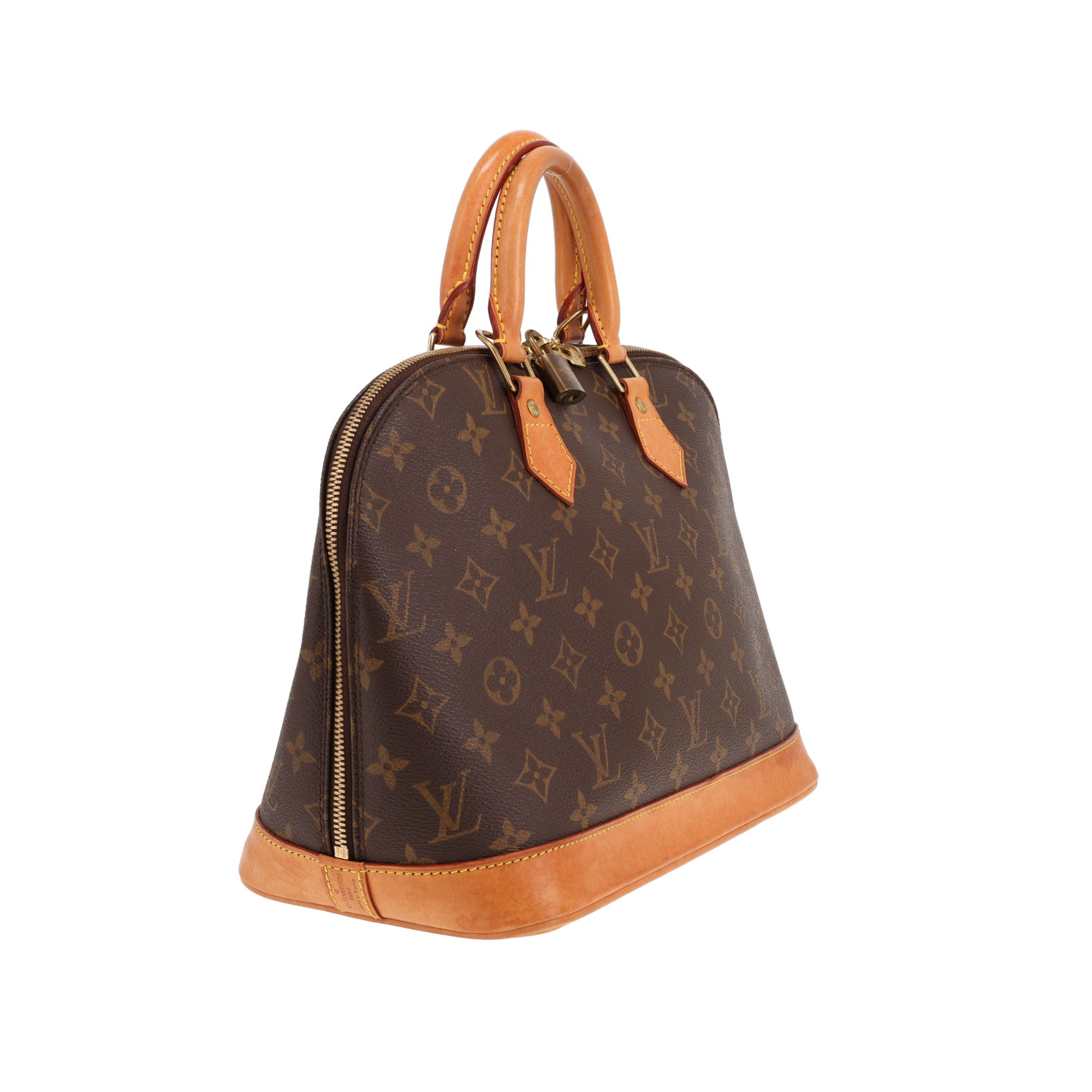 Louis Vuitton Alma handbag (small size) in brown Monogram canvas and natural leather
