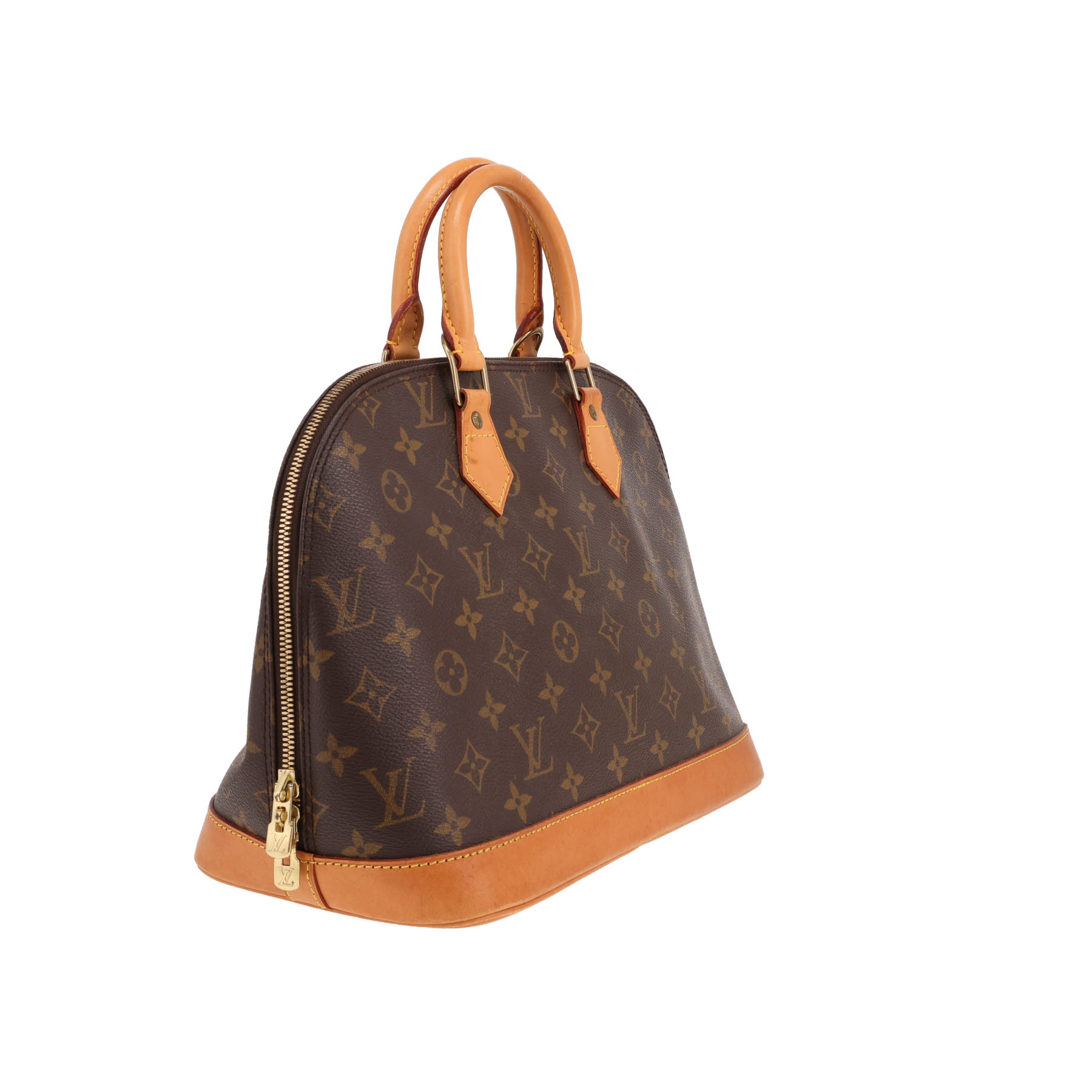 Louis Vuitton Alma handbag (small size) in brown Monogram canvas and natural leather