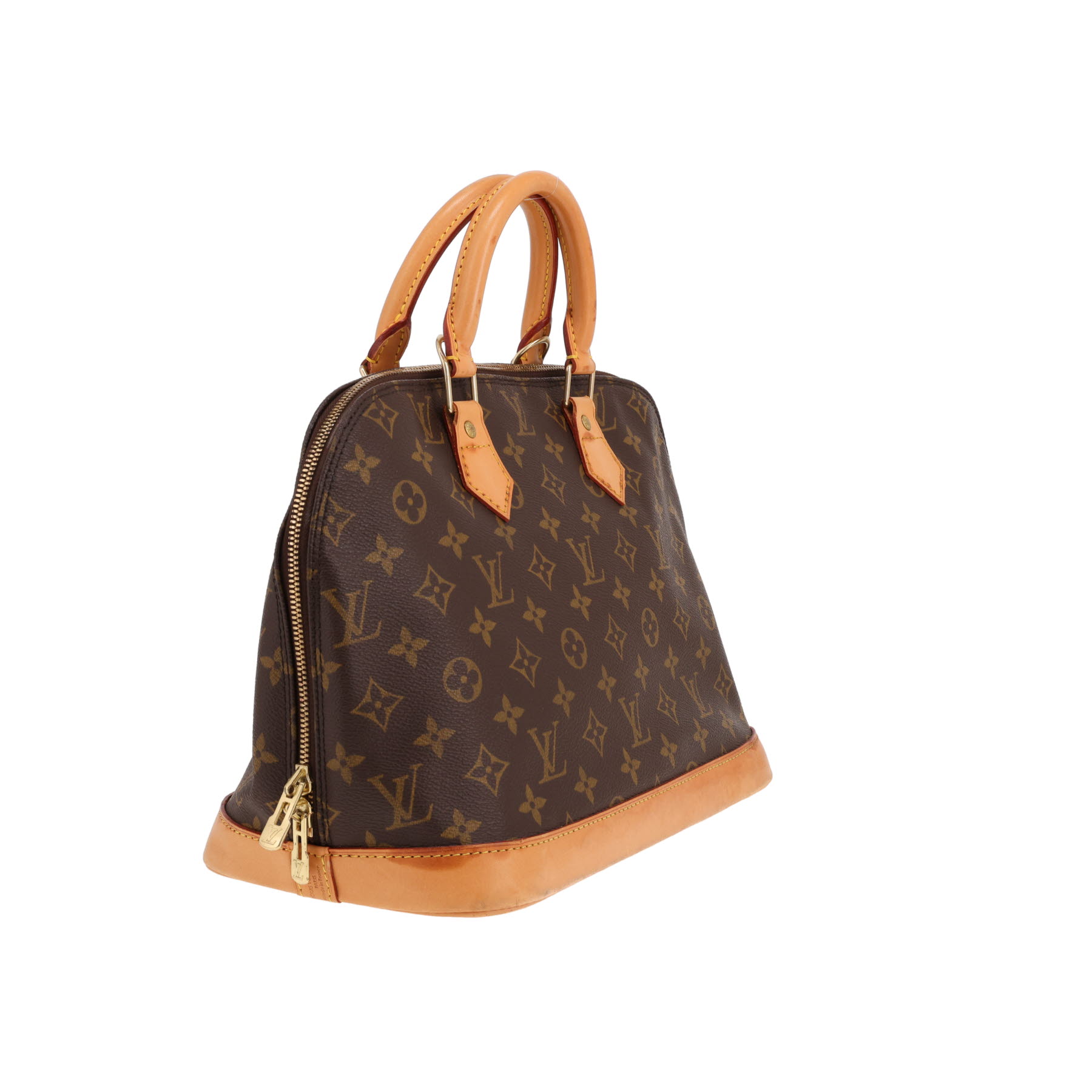 Louis Vuitton Alma handbag (small size) in brown Monogram canvas and natural leather