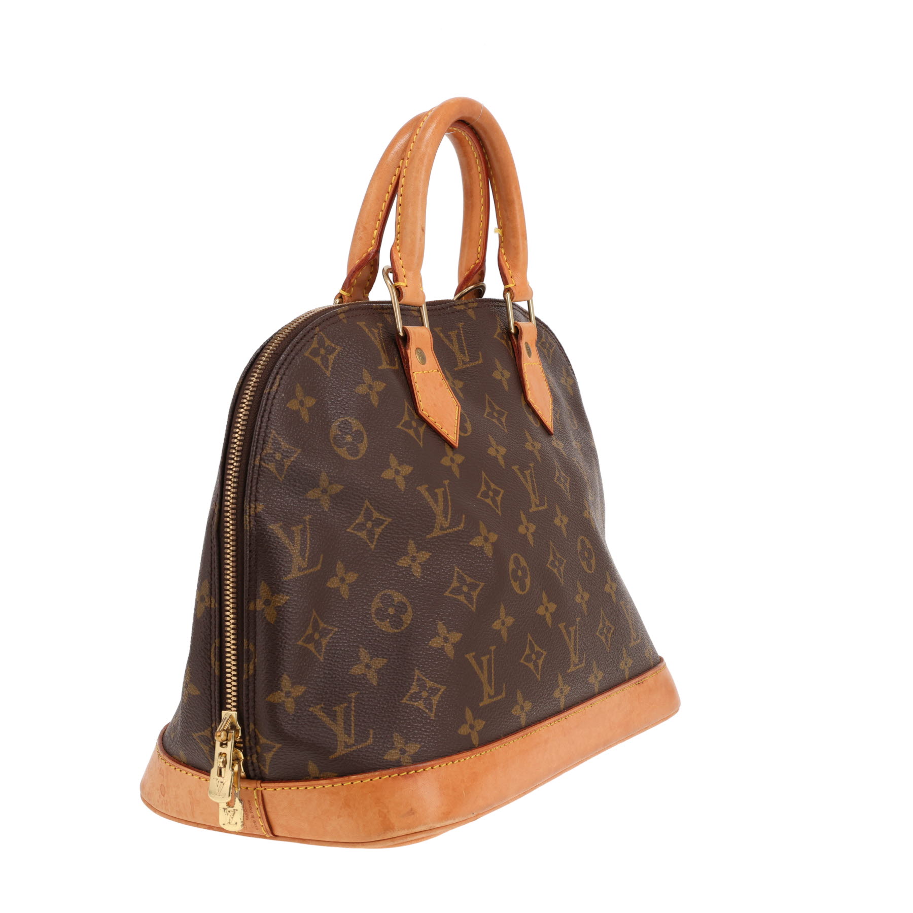 Louis Vuitton Alma handbag (small size) in brown Monogram canvas and natural leather