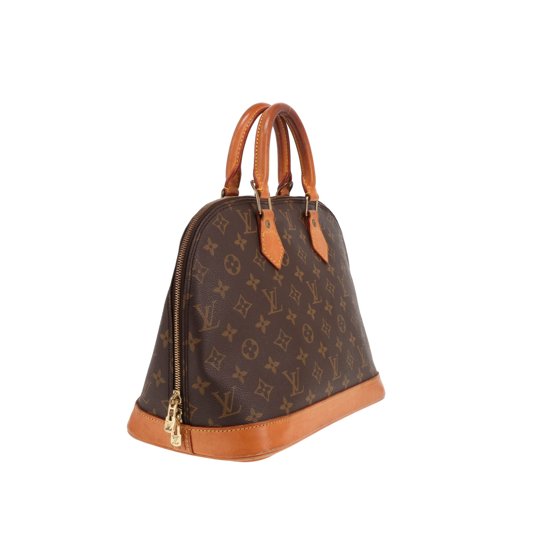 Louis Vuitton Alma medium handbag in brown Monogram canvas and natural leather