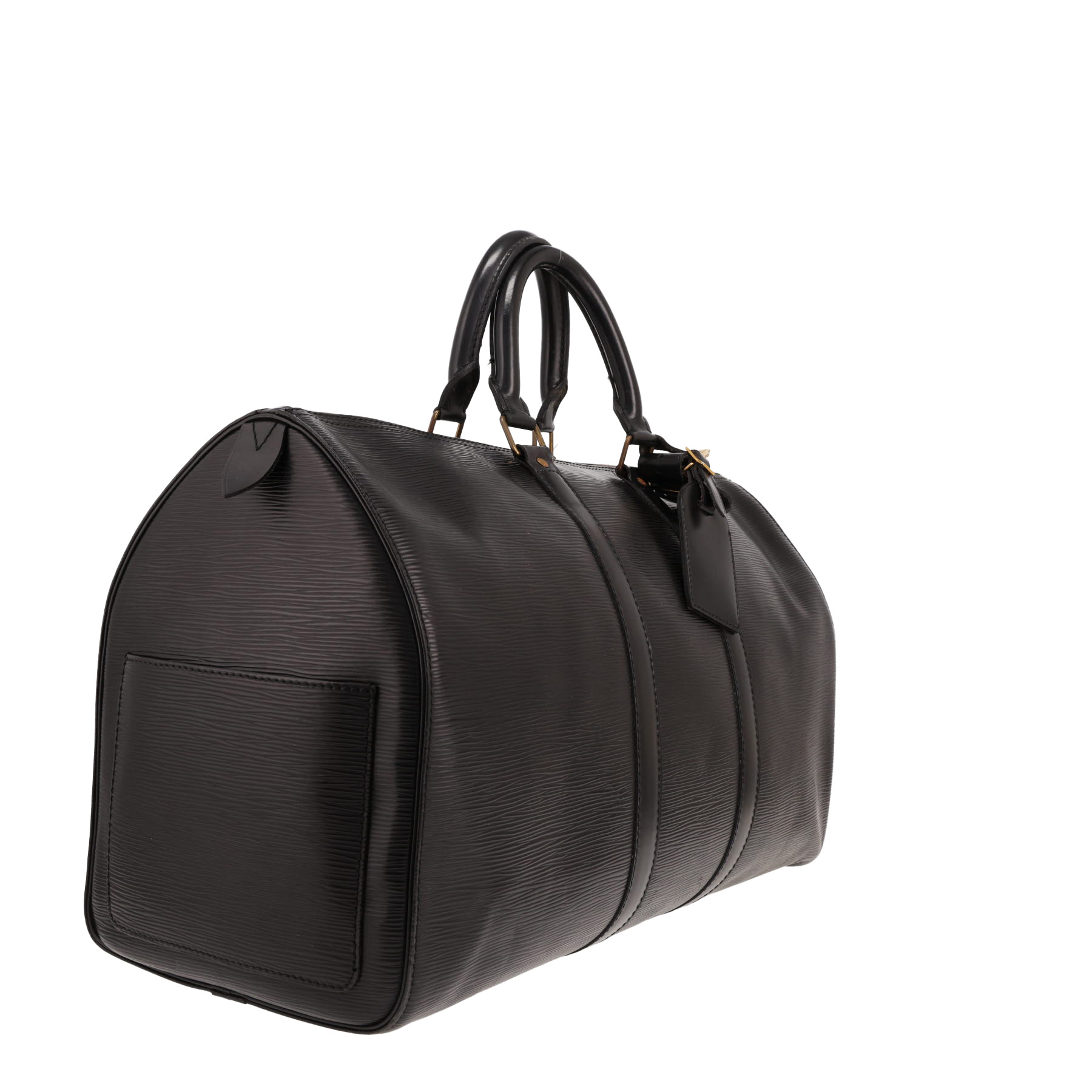 Borsa da viaggio Louis Vuitton Keepall 50 in pelle Épi nera