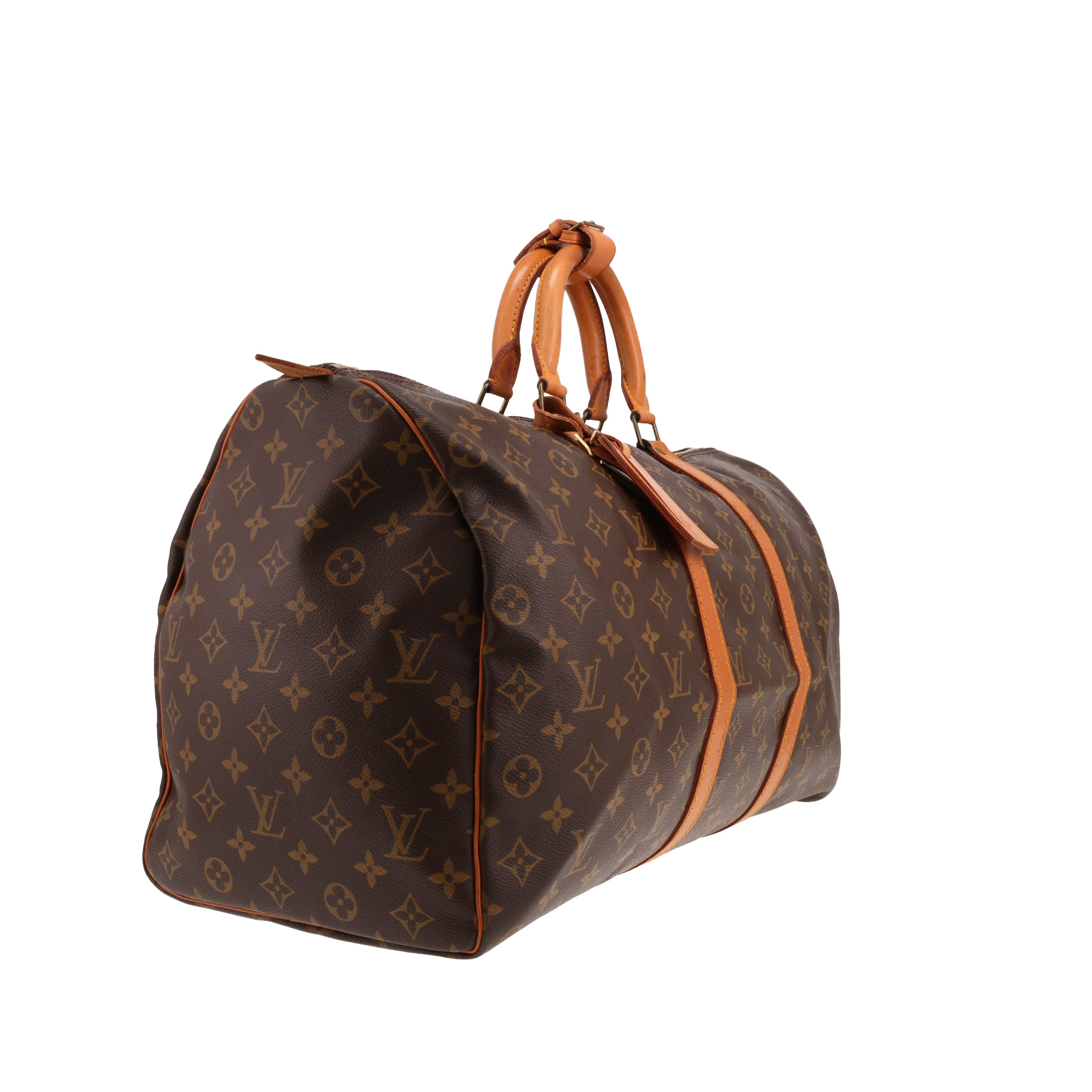 Louis Vuitton Keepall 50 travel bag in brown Monogram canvas and natural leather