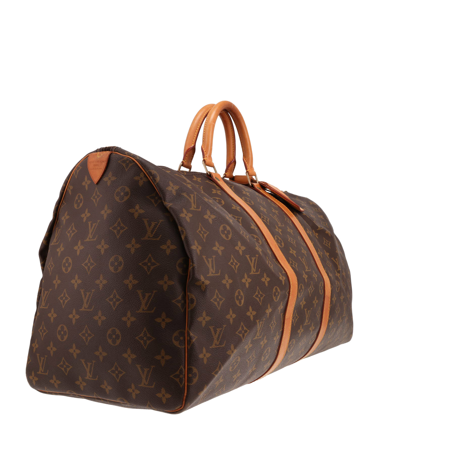 Louis Vuitton Keepall 55 travel bag in brown Monogram canvas and natural leather