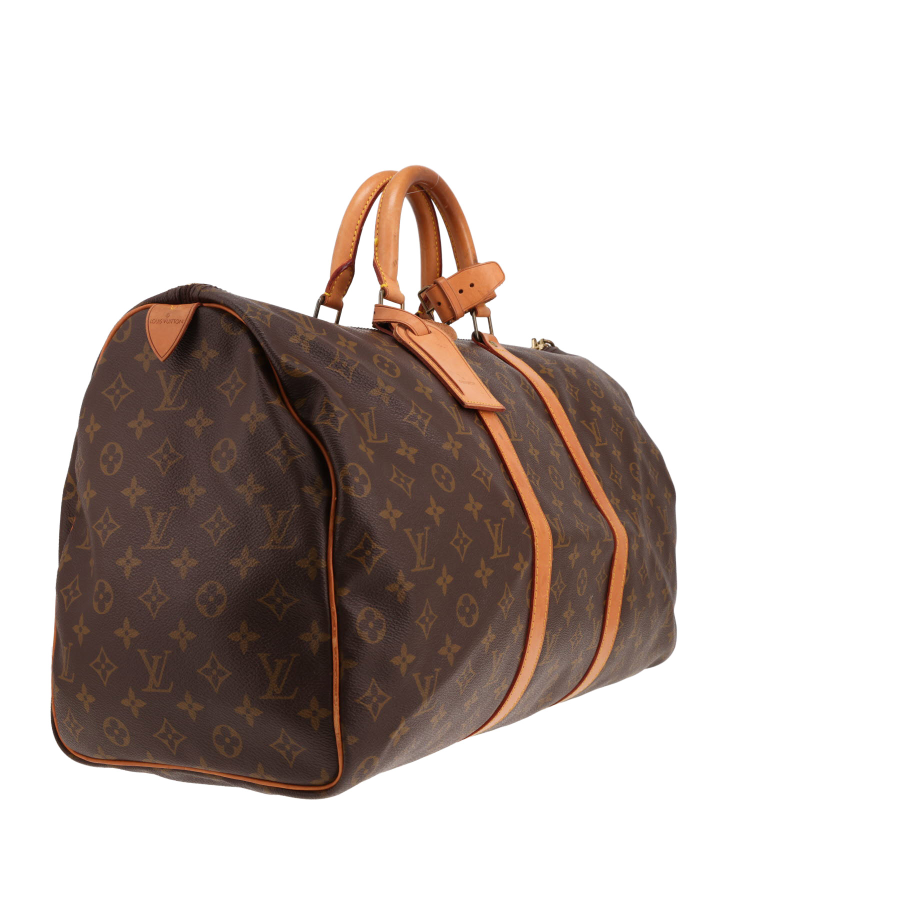 Louis Vuitton Keepall 50 travel bag in brown Monogram canvas and natural leather