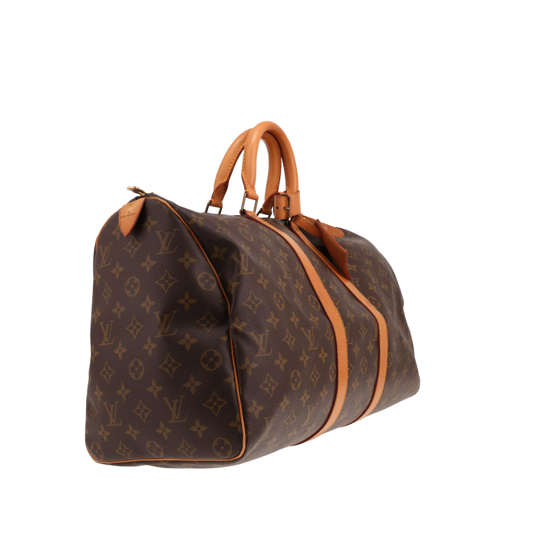 Louis Vuitton Keepall 45 travel bag in brown Monogram canvas and natural leather
