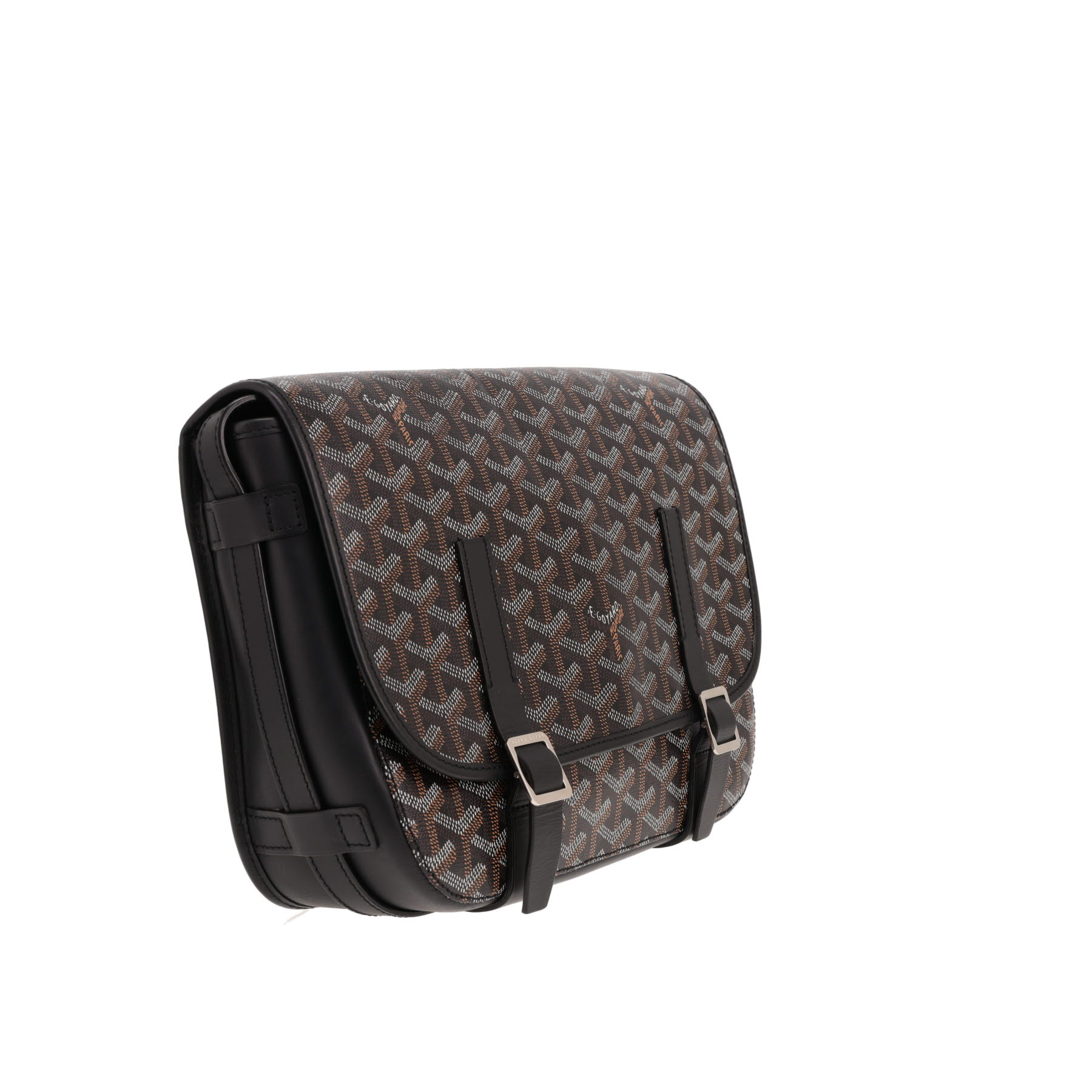 Goyard Belvedère shoulder bag in black Goyardine canvas and black leather