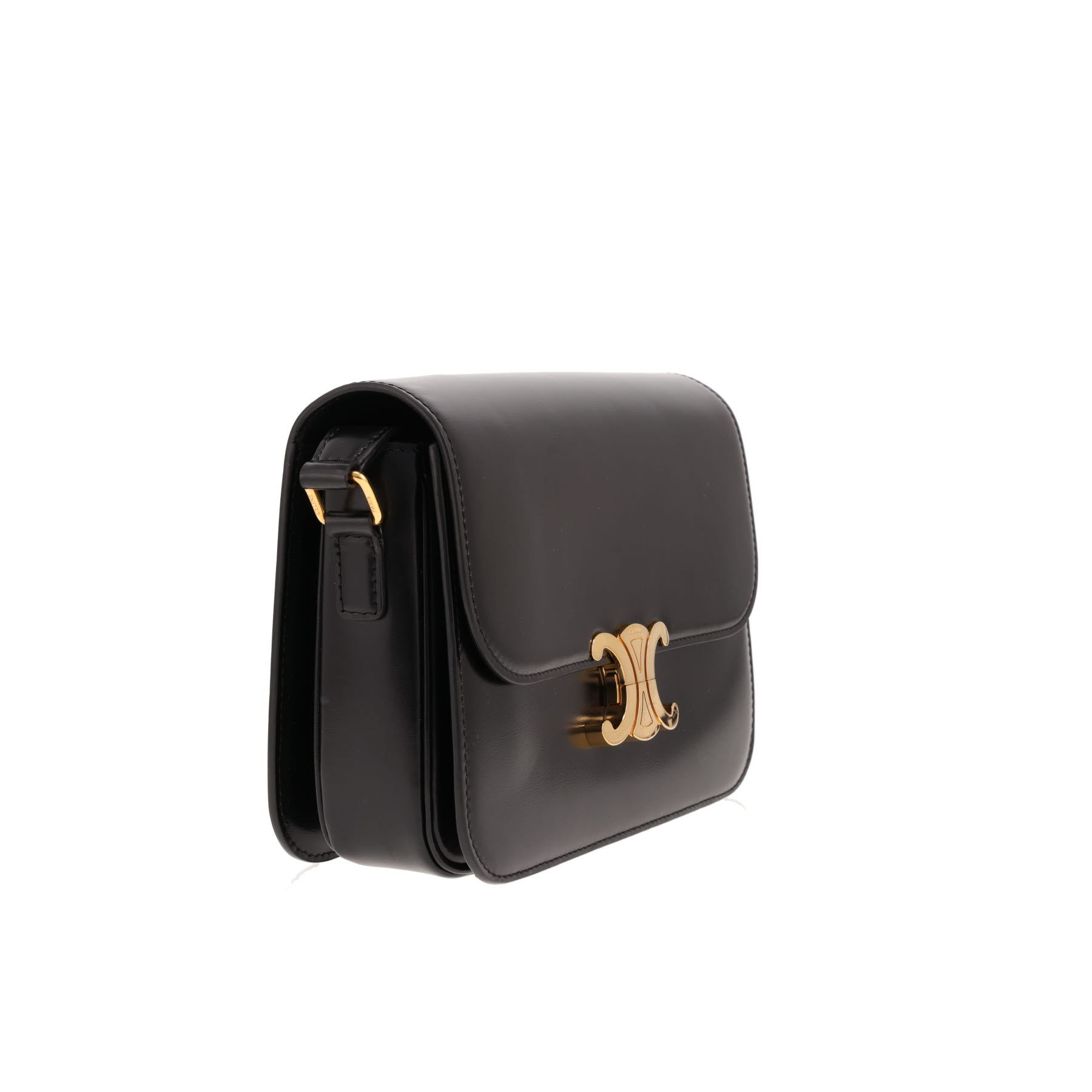 Celine Triomphe shoulder bag in black leather