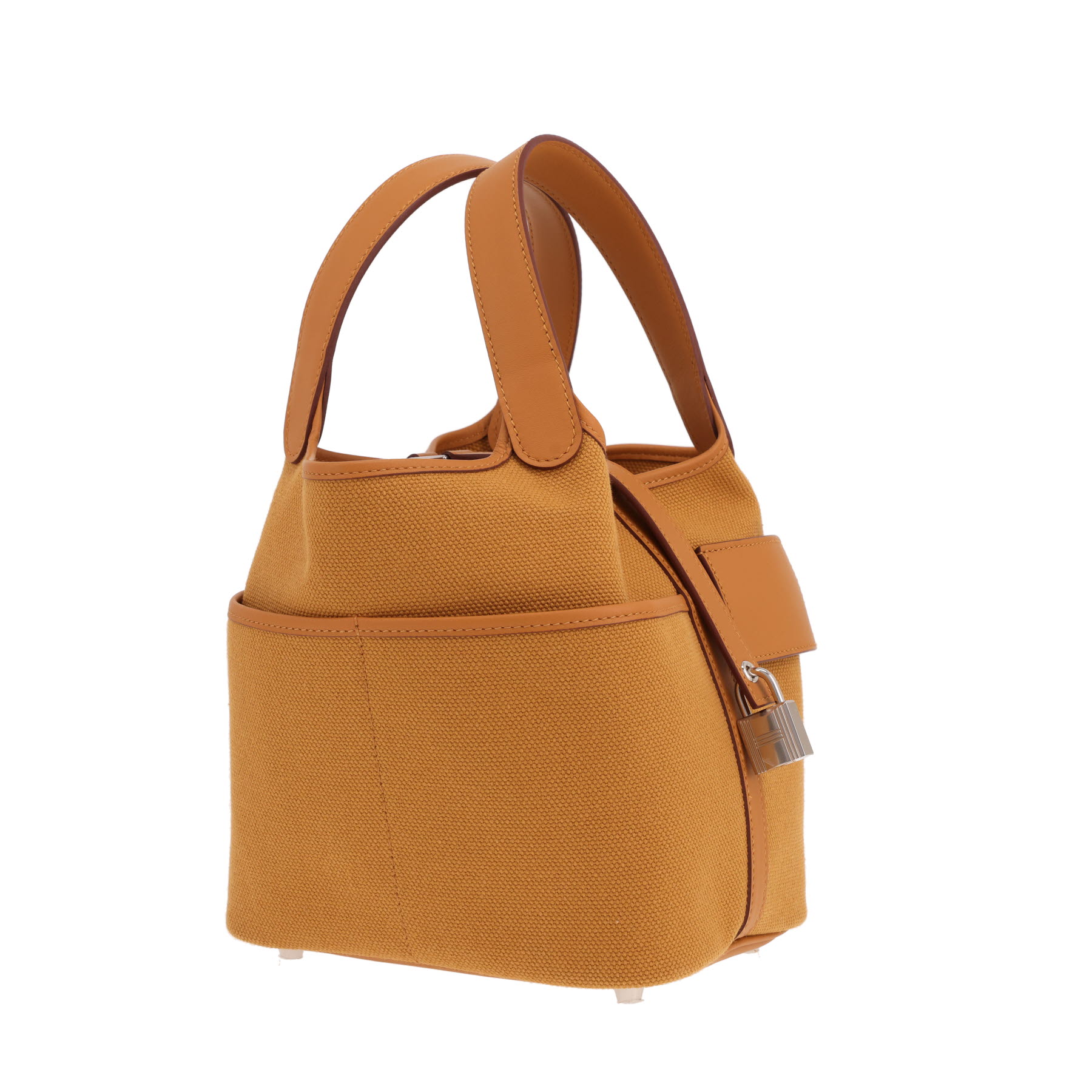 Sac à main Hermès  Picotin Cargo en toile beige Sésame et cuir beige Sésame